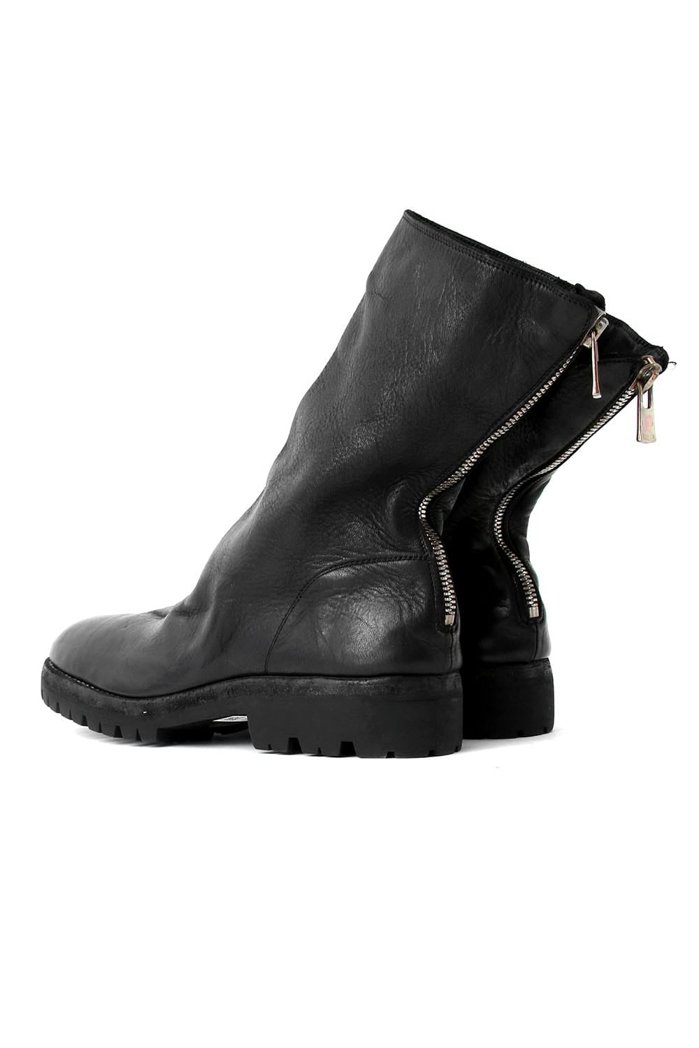 Back Zip Boots Sole Rubber - Horse Full Grain Leather