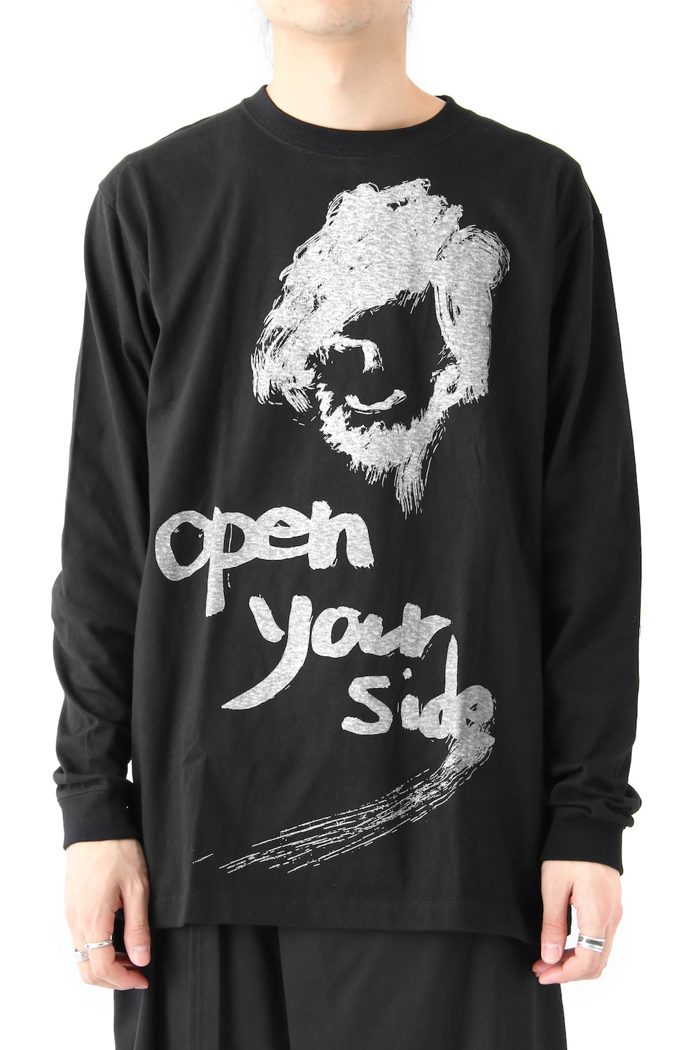 Graphic Print A Long Sleeve Plain Stitch Fabric