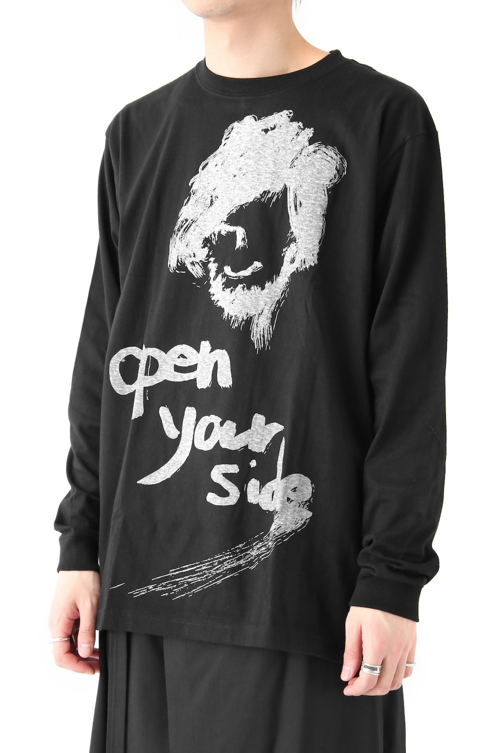 Graphic Print A Long Sleeve Plain Stitch Fabric