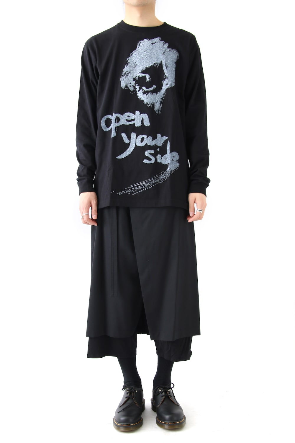 Graphic Print A Long Sleeve Plain Stitch Fabric