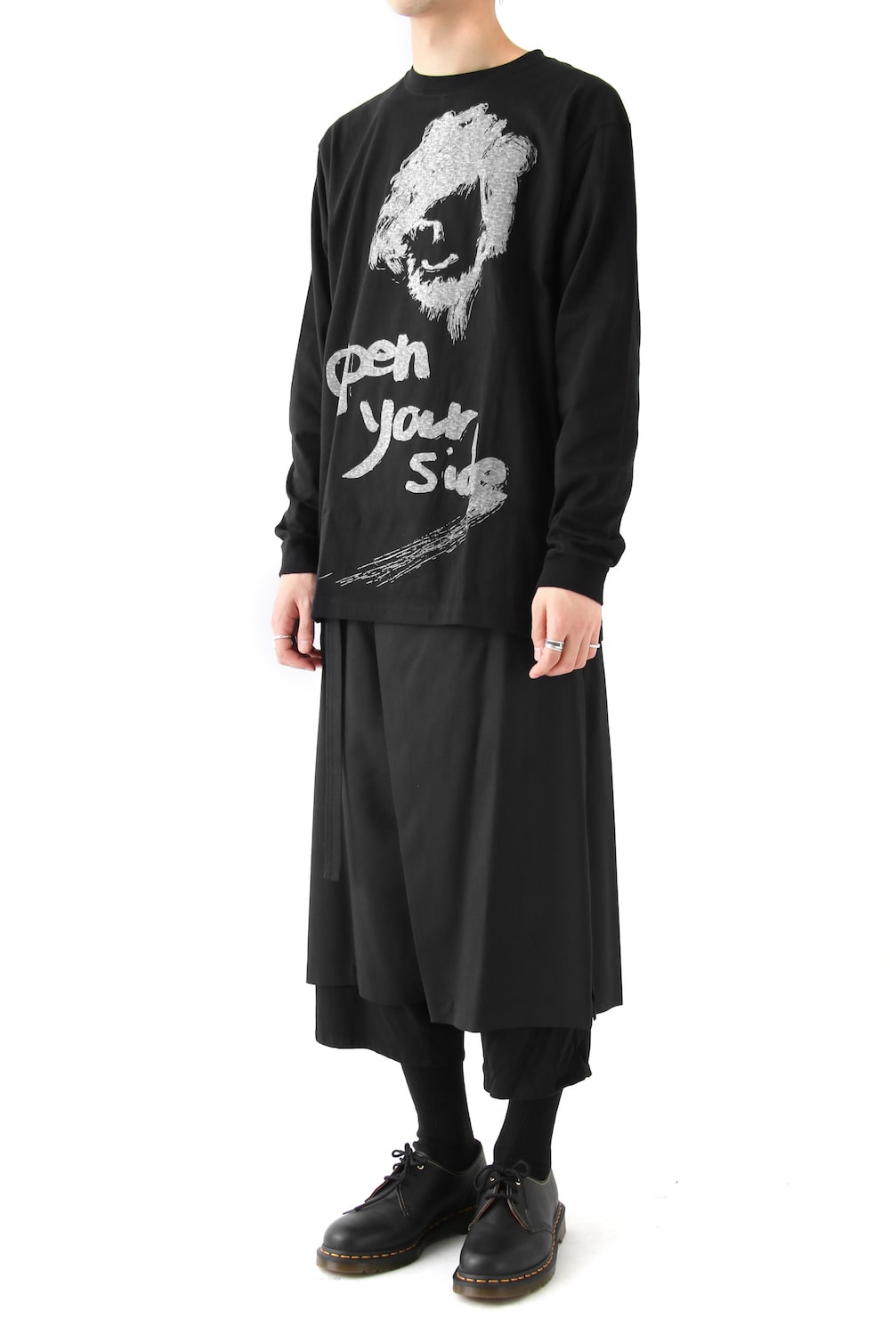 Graphic Print A Long Sleeve Plain Stitch Fabric