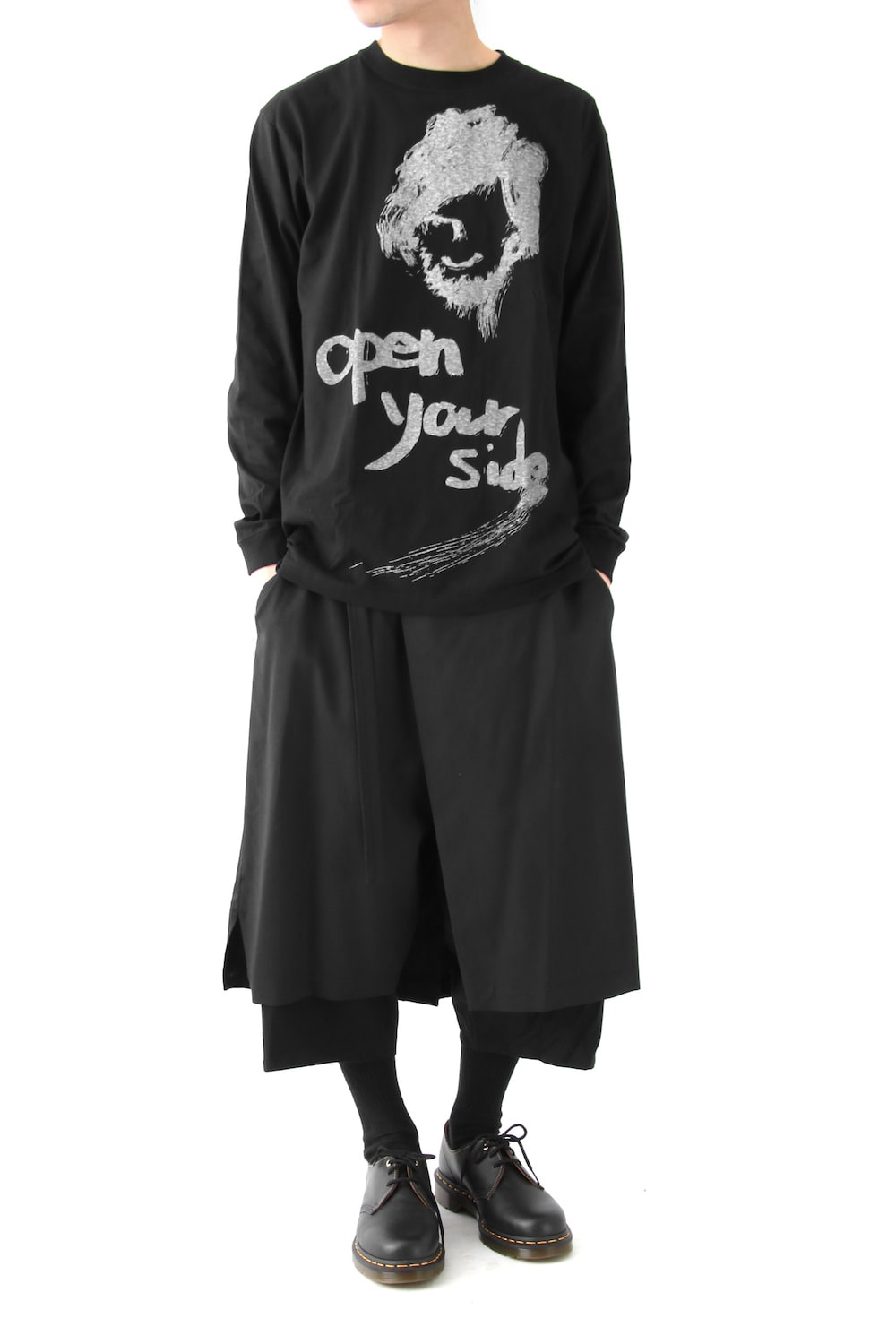 Graphic Print A Long Sleeve Plain Stitch Fabric