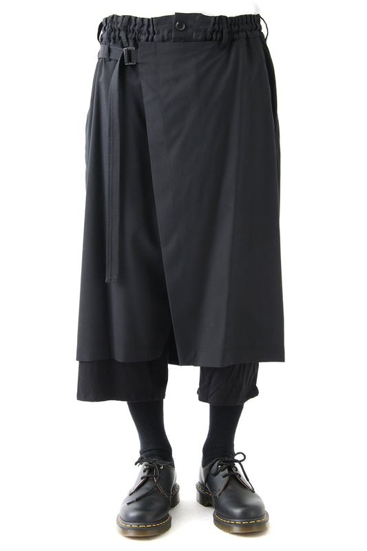 Wrap Skirt Trousers Double Gabardine & Jersey Combination