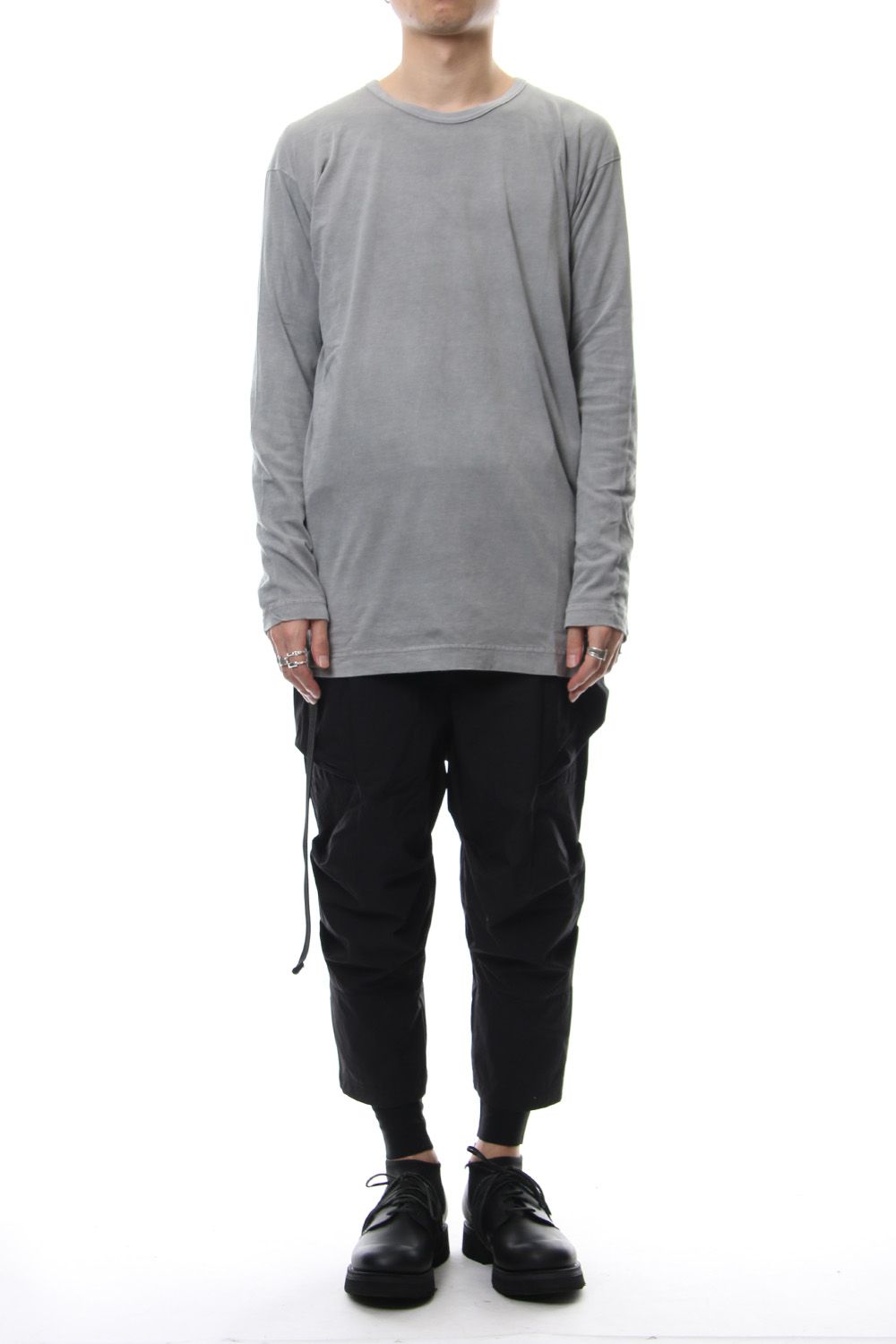 Product Dyeing Back Center Coloring Stitching Long Sleeve T L.Gray × Red