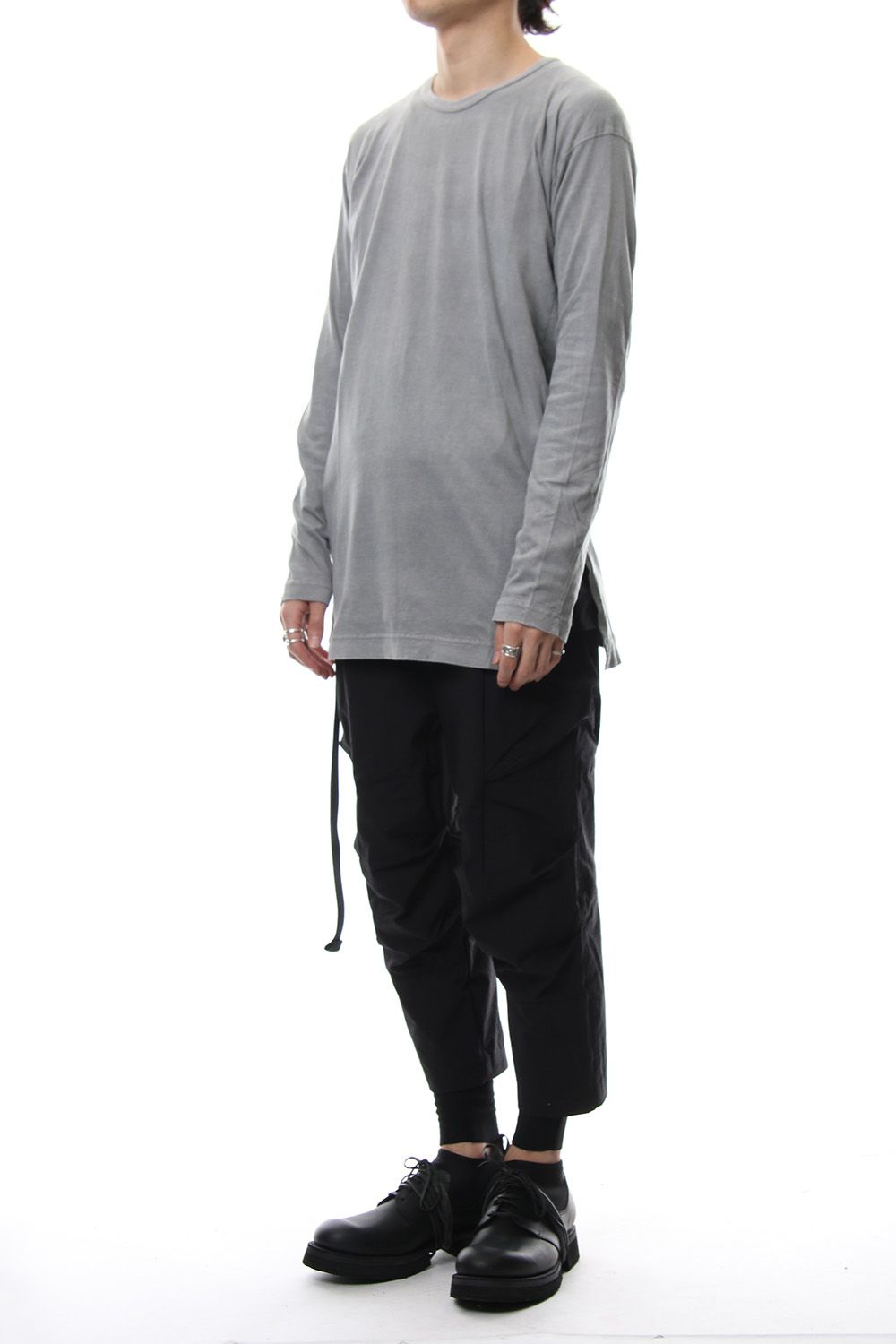 Product Dyeing Back Center Coloring Stitching Long Sleeve T L.Gray × Red