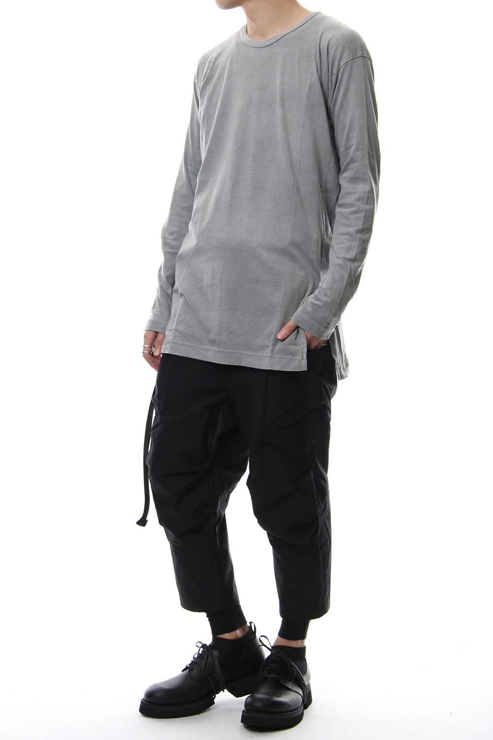 Product Dyeing Back Center Coloring Stitching Long Sleeve T L.Gray × Red