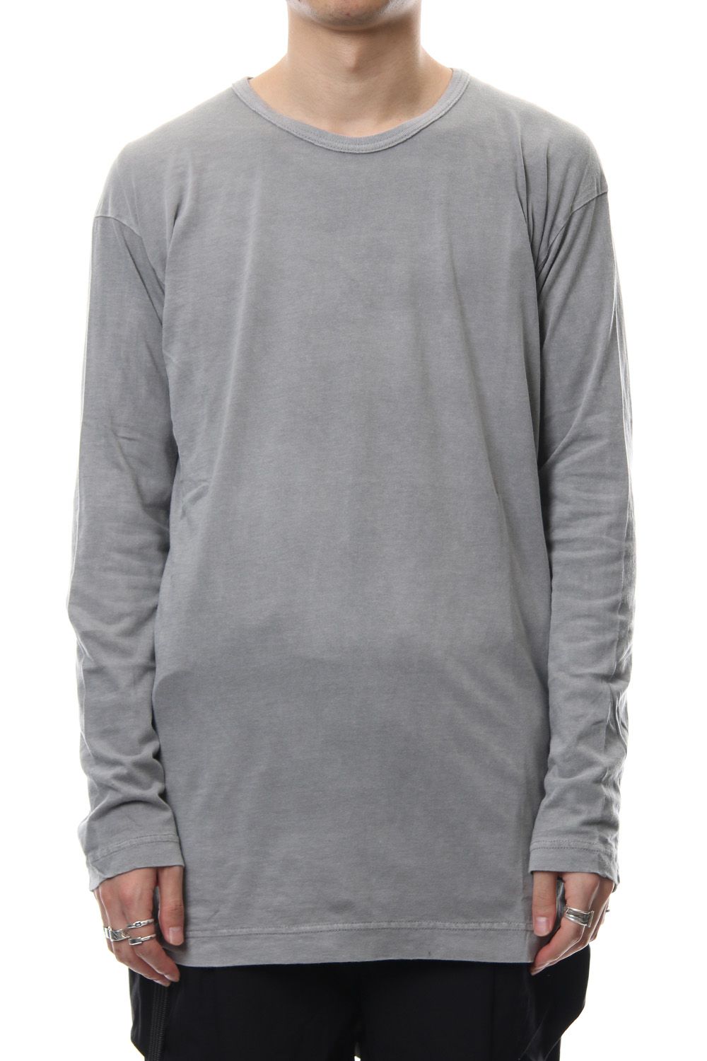 Product Dyeing Back Center Coloring Stitching Long Sleeve T L.Gray × Red