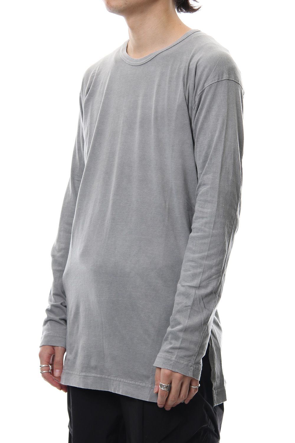 Product Dyeing Back Center Coloring Stitching Long Sleeve T L.Gray × Red