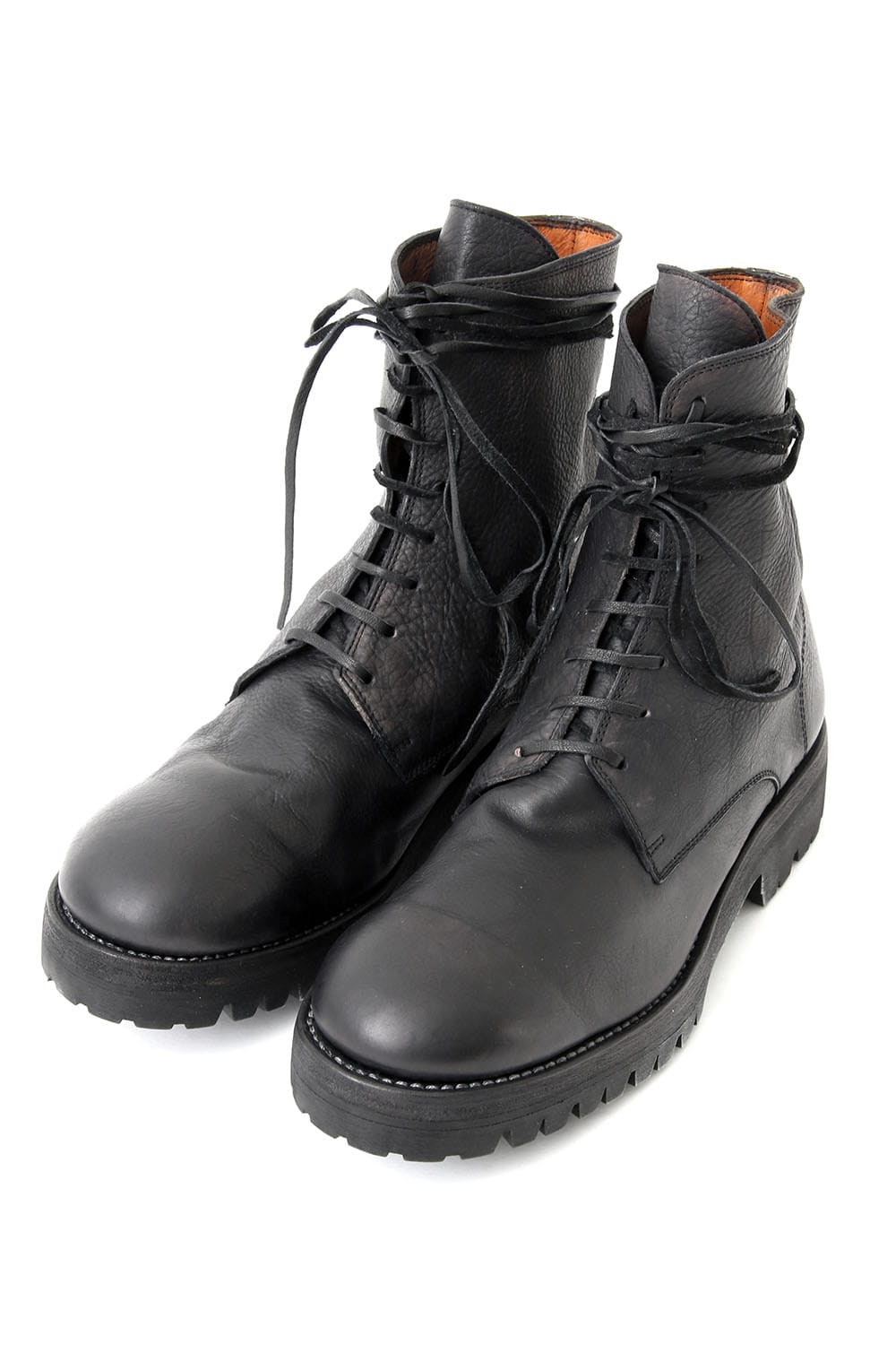 Laced Up Boots Sole Rubber - Hand Dyed Leather