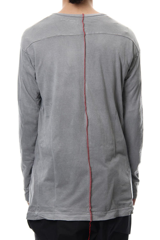 Product Dyeing Back Center Coloring Stitching Long Sleeve T L.Gray × Red