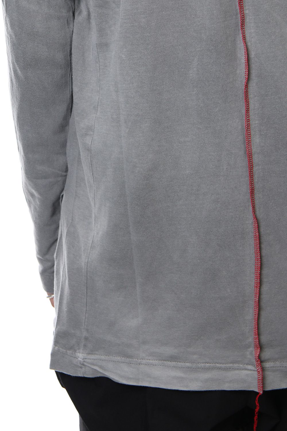 Product Dyeing Back Center Coloring Stitching Long Sleeve T L.Gray × Red