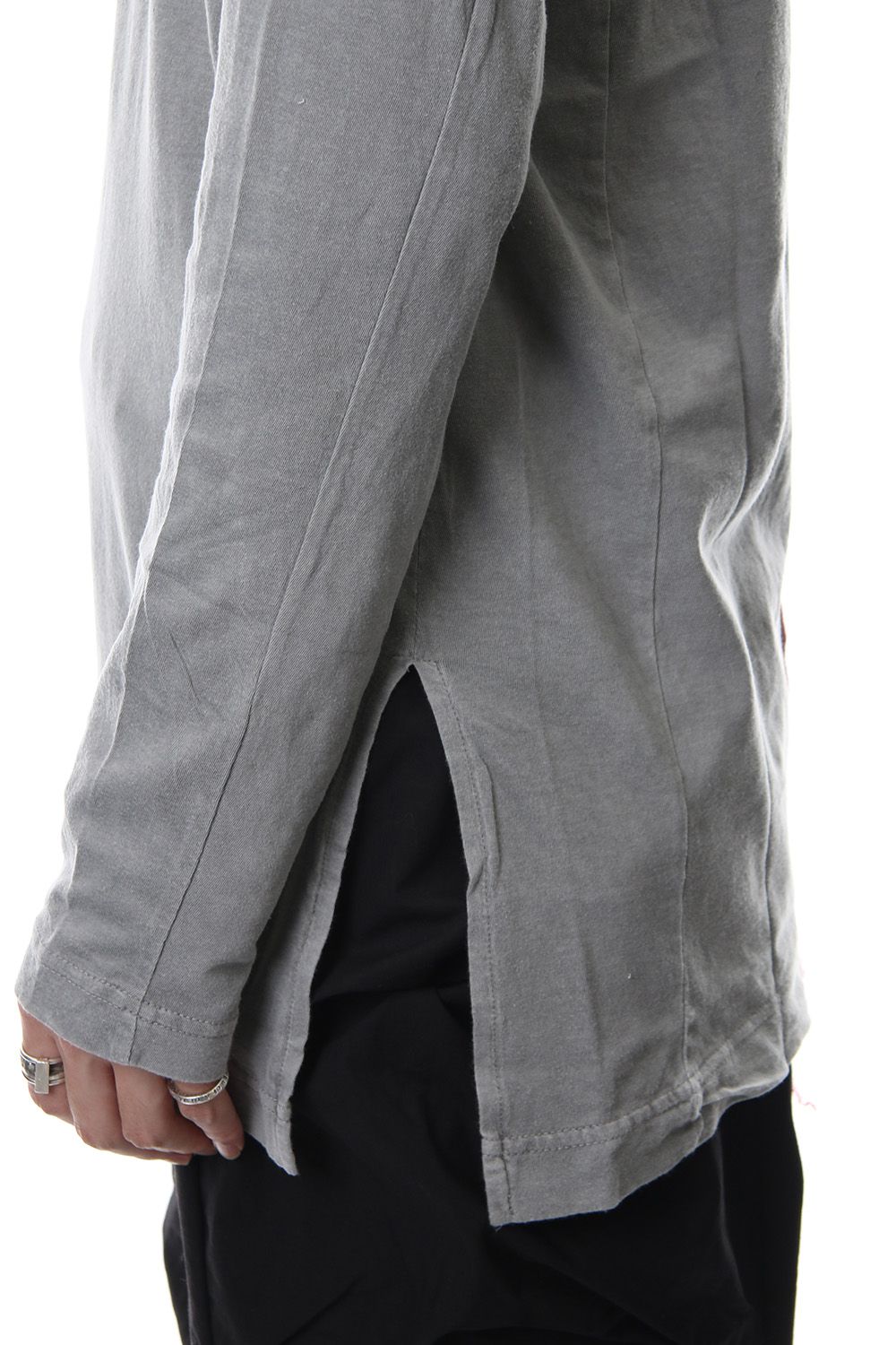 Product Dyeing Back Center Coloring Stitching Long Sleeve T L.Gray × Red