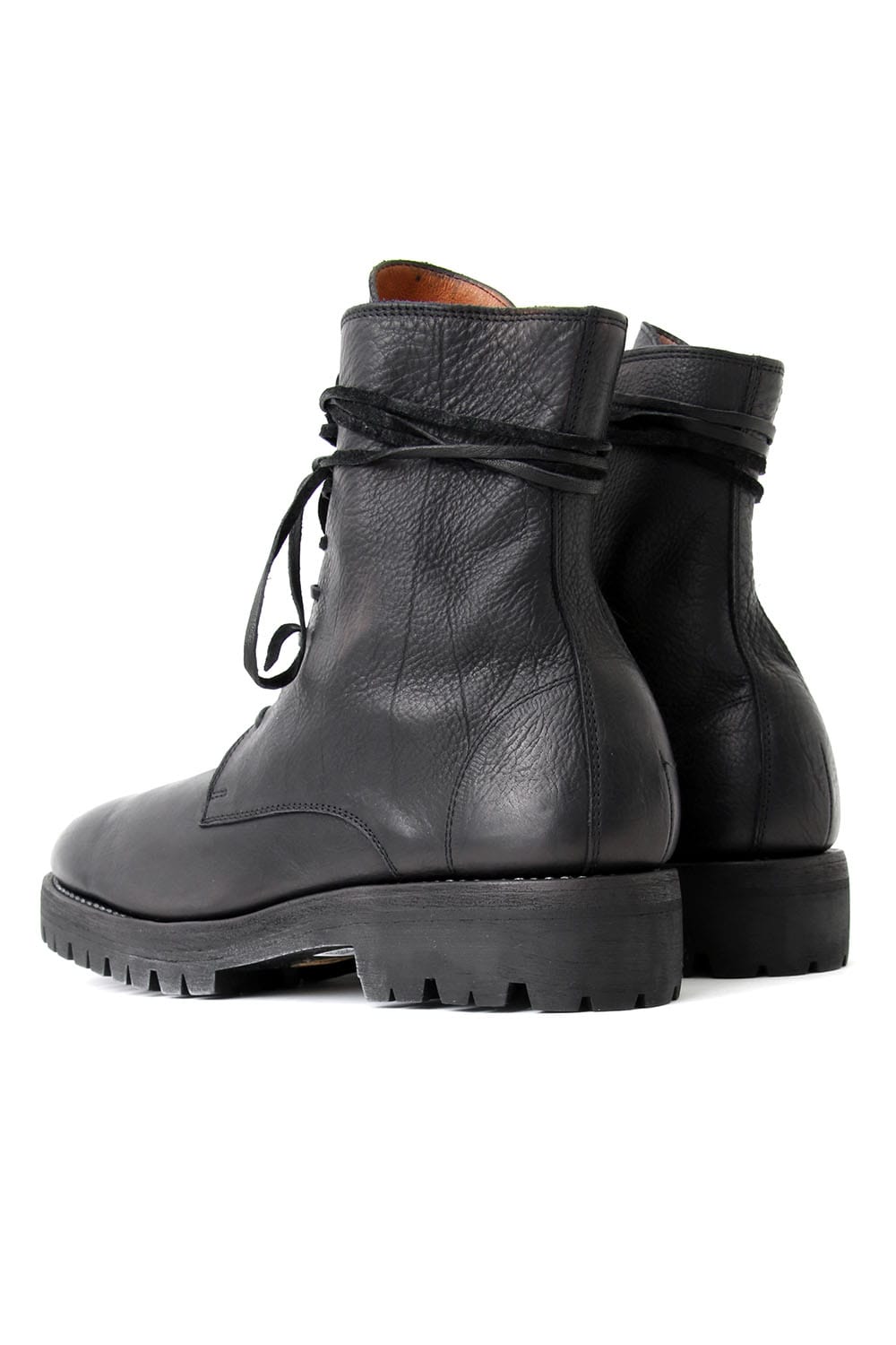 Laced Up Boots Sole Rubber - Hand Dyed Leather