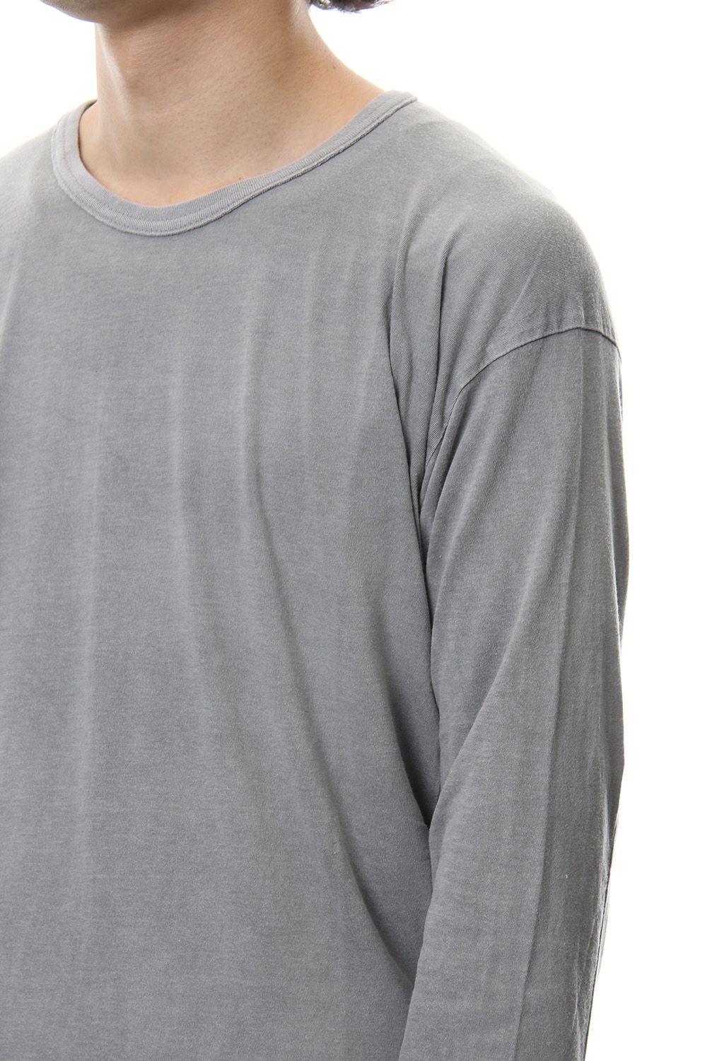 Product Dyeing Back Center Coloring Stitching Long Sleeve T L.Gray × Red