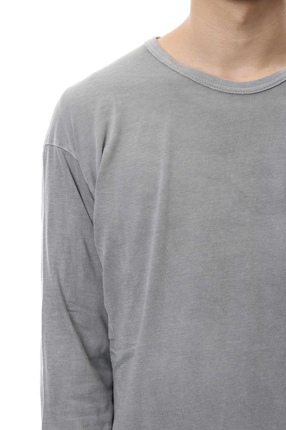 Product Dyeing Back Center Coloring Stitching Long Sleeve T L.Gray × Red