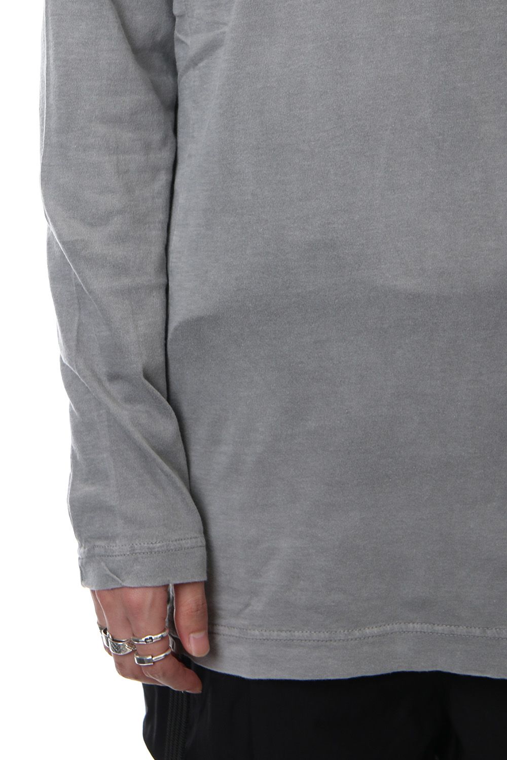 Product Dyeing Back Center Coloring Stitching Long Sleeve T L.Gray × Red