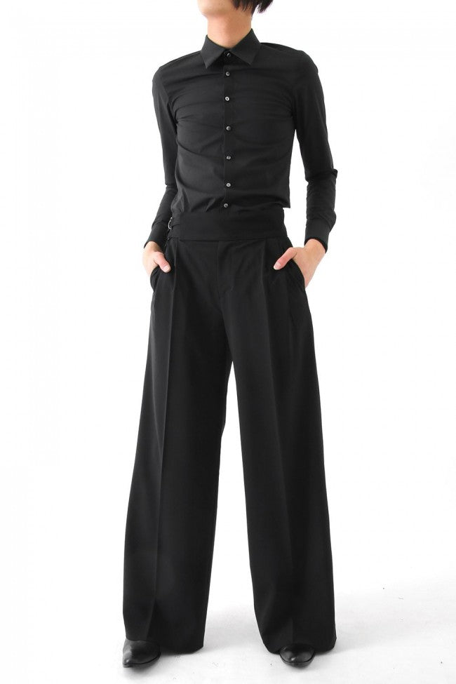 17SS Georgette Stretch High Waist Baggy Pants