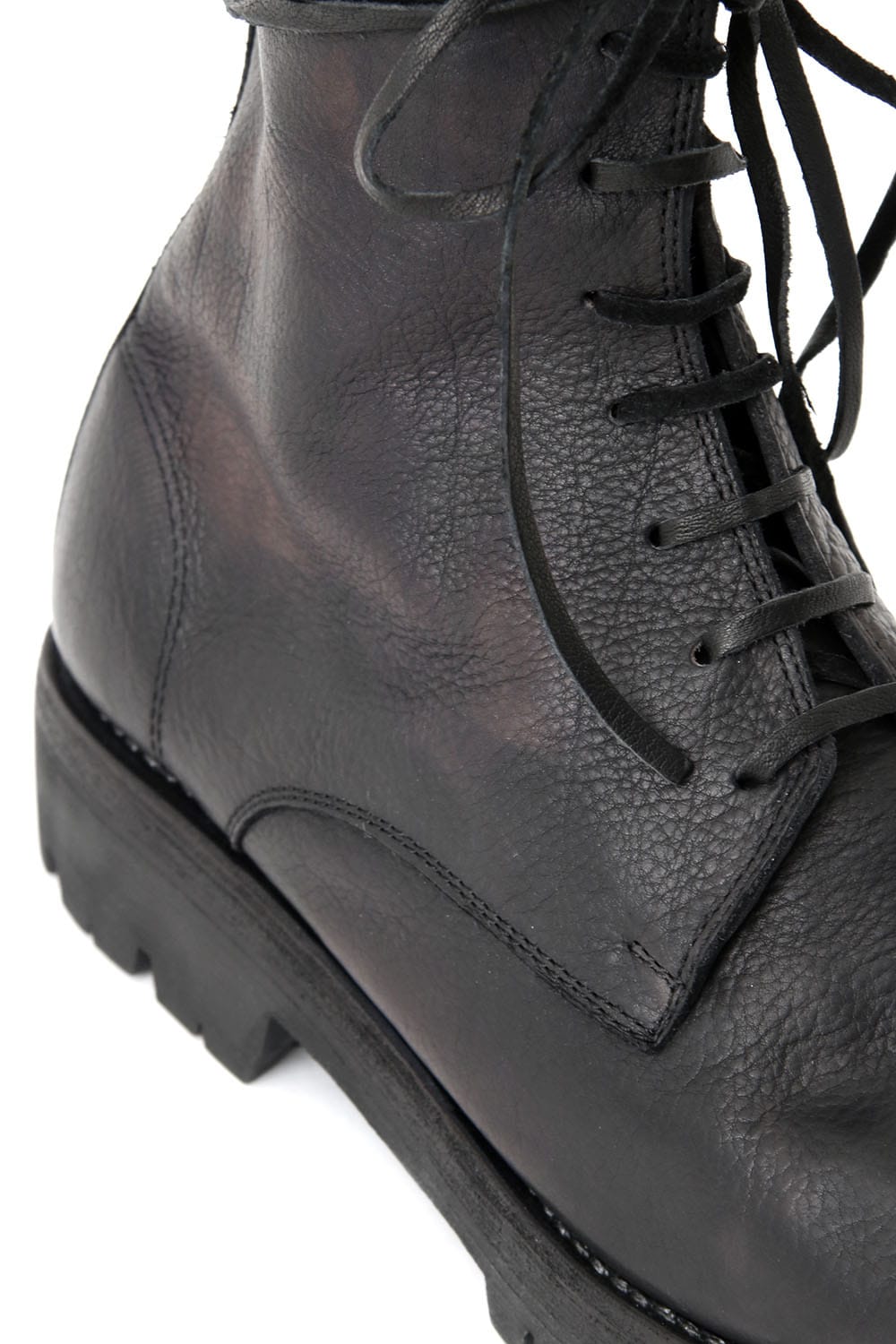 Laced Up Boots Sole Rubber - Hand Dyed Leather
