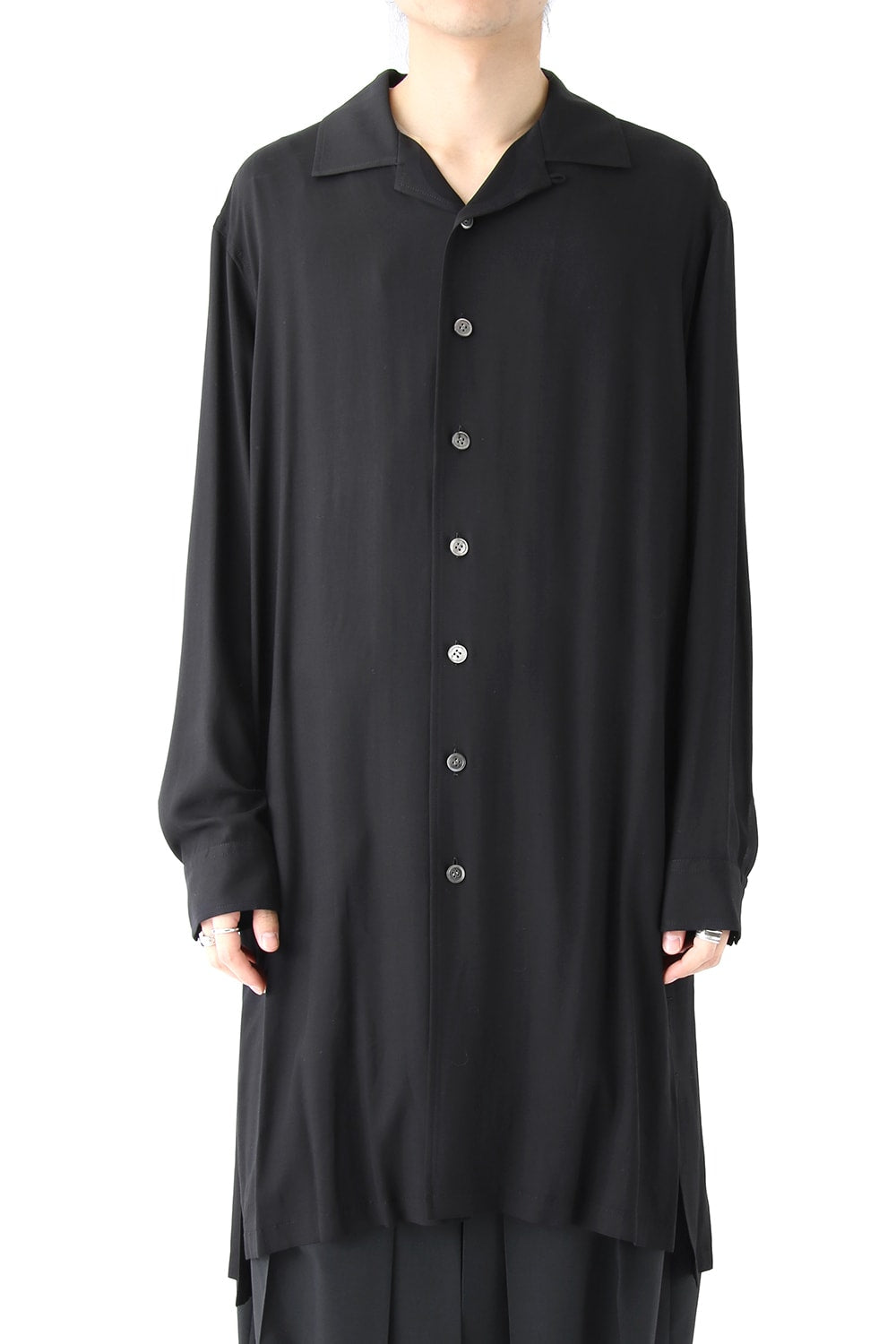 Open-necked Super Rayon Twill Shirt Jacket A