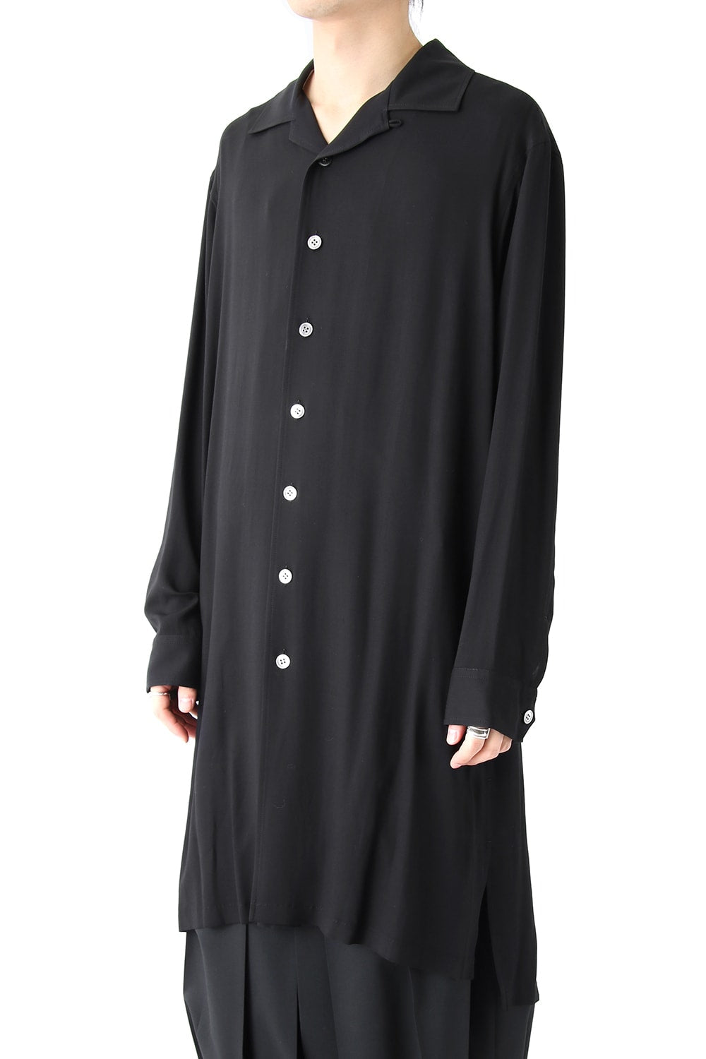 Open-necked Super Rayon Twill Shirt Jacket A