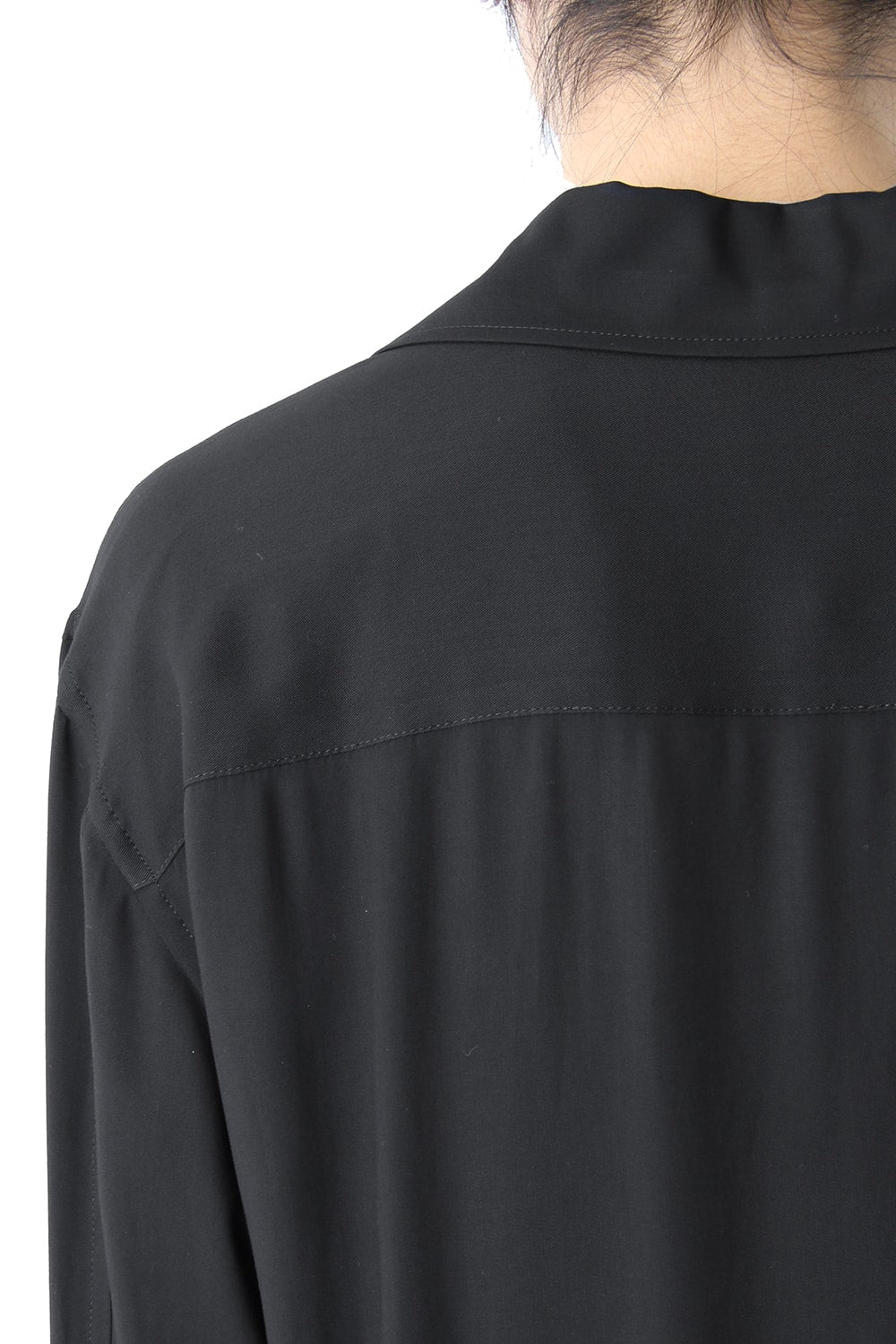 Open-necked Super Rayon Twill Shirt Jacket A