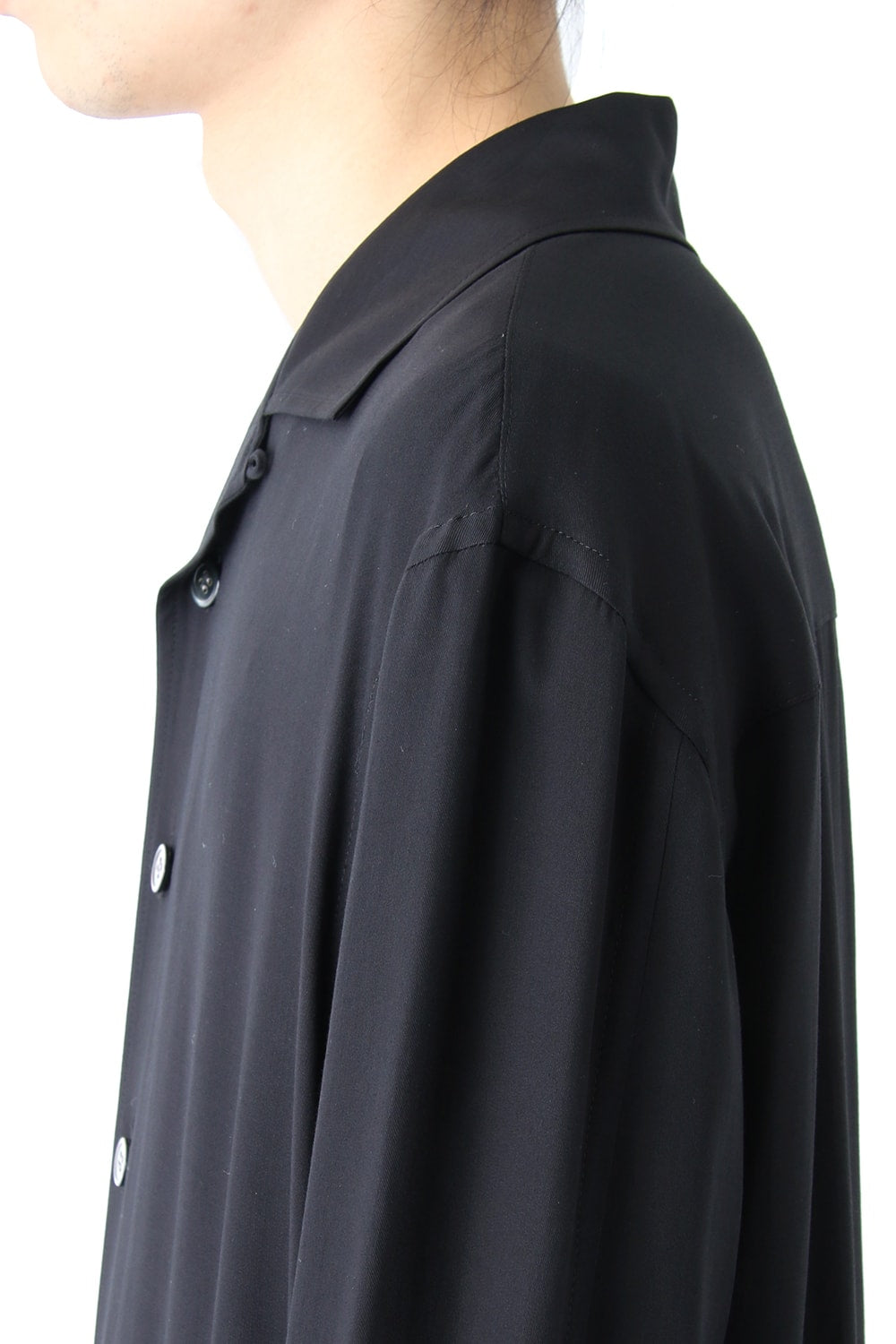 Open-necked Super Rayon Twill Shirt Jacket A