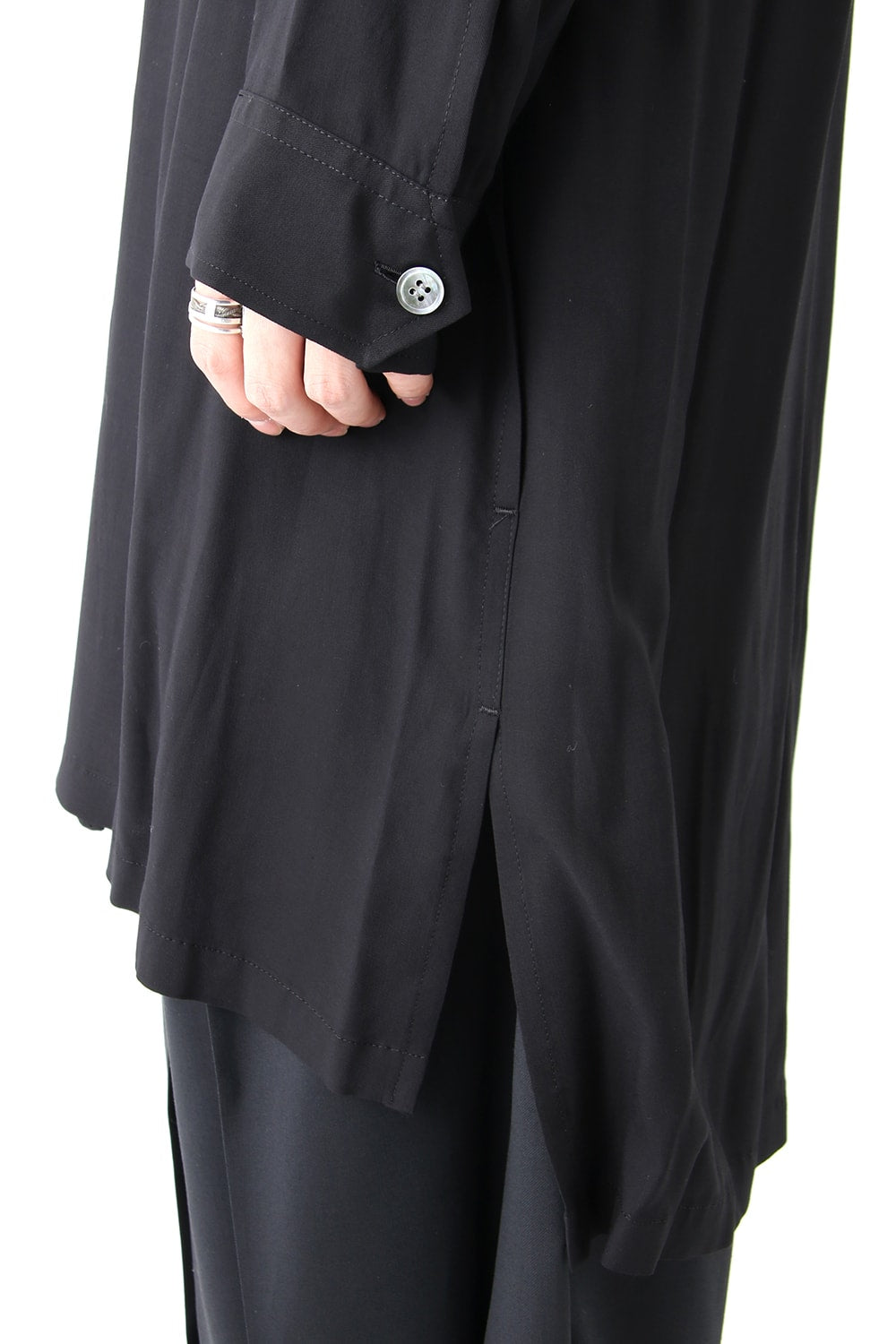 Open-necked Super Rayon Twill Shirt Jacket A