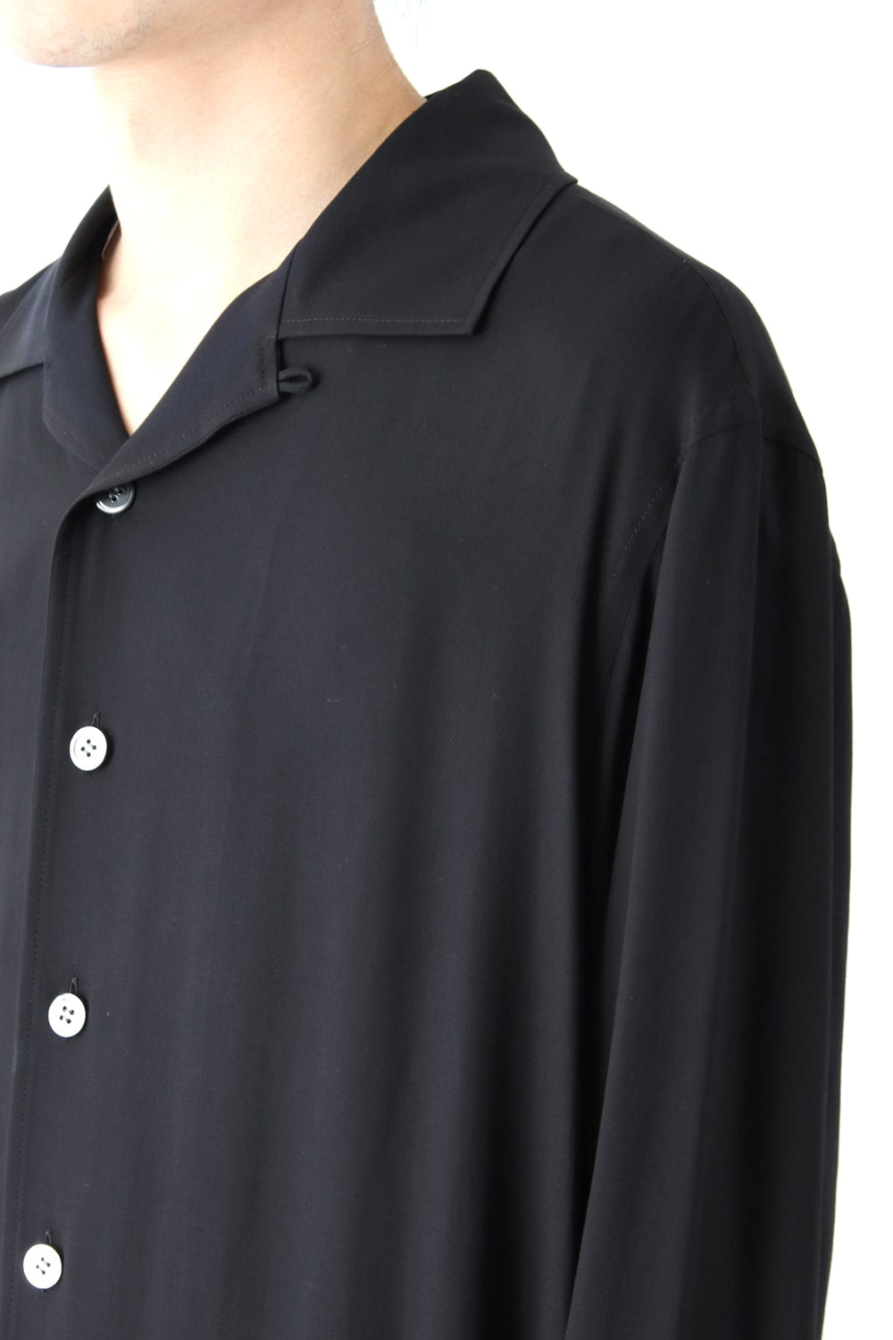 Open-necked Super Rayon Twill Shirt Jacket A