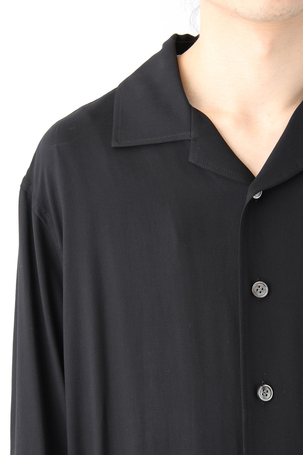 Open-necked Super Rayon Twill Shirt Jacket A