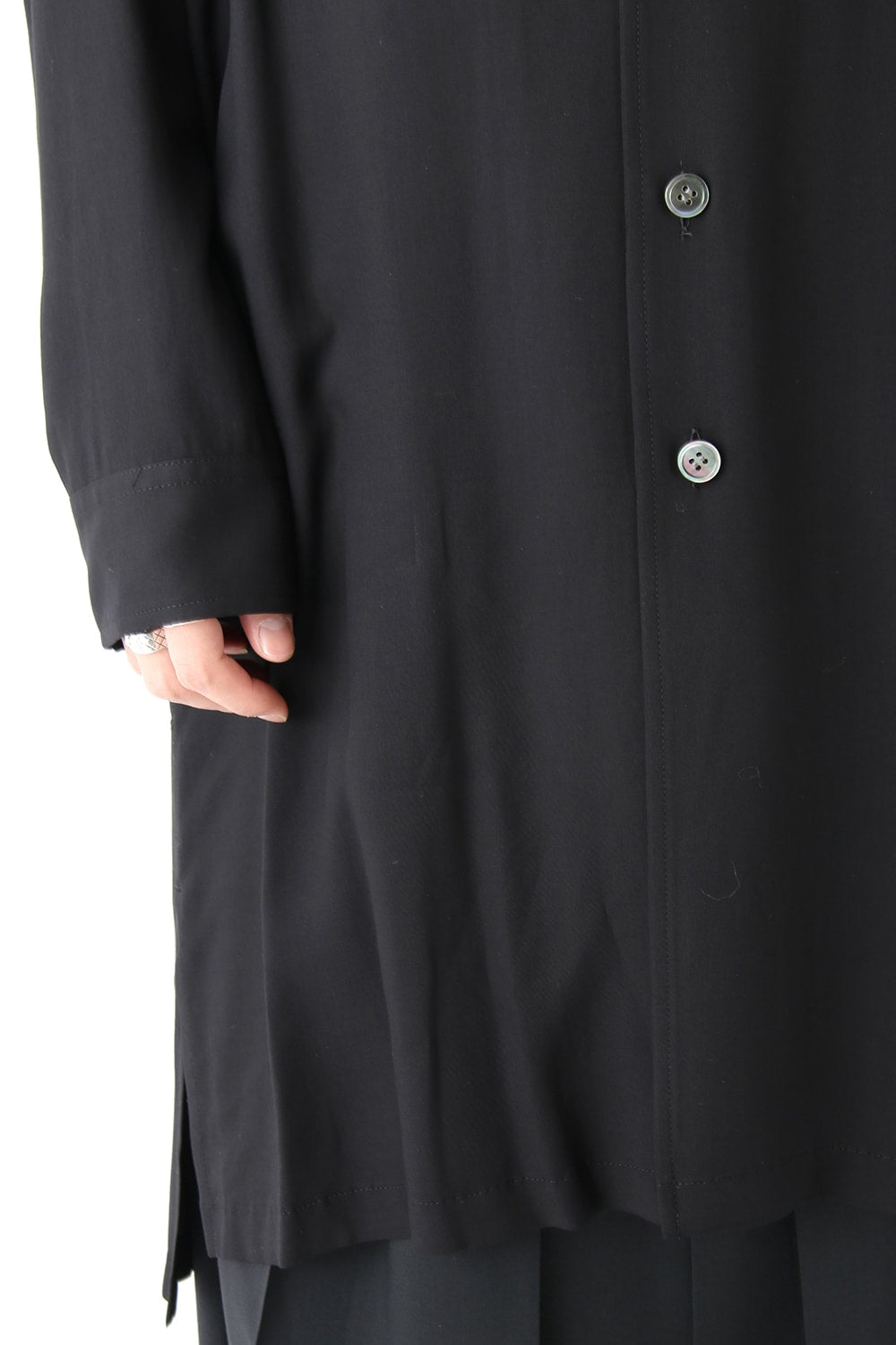 Open-necked Super Rayon Twill Shirt Jacket A