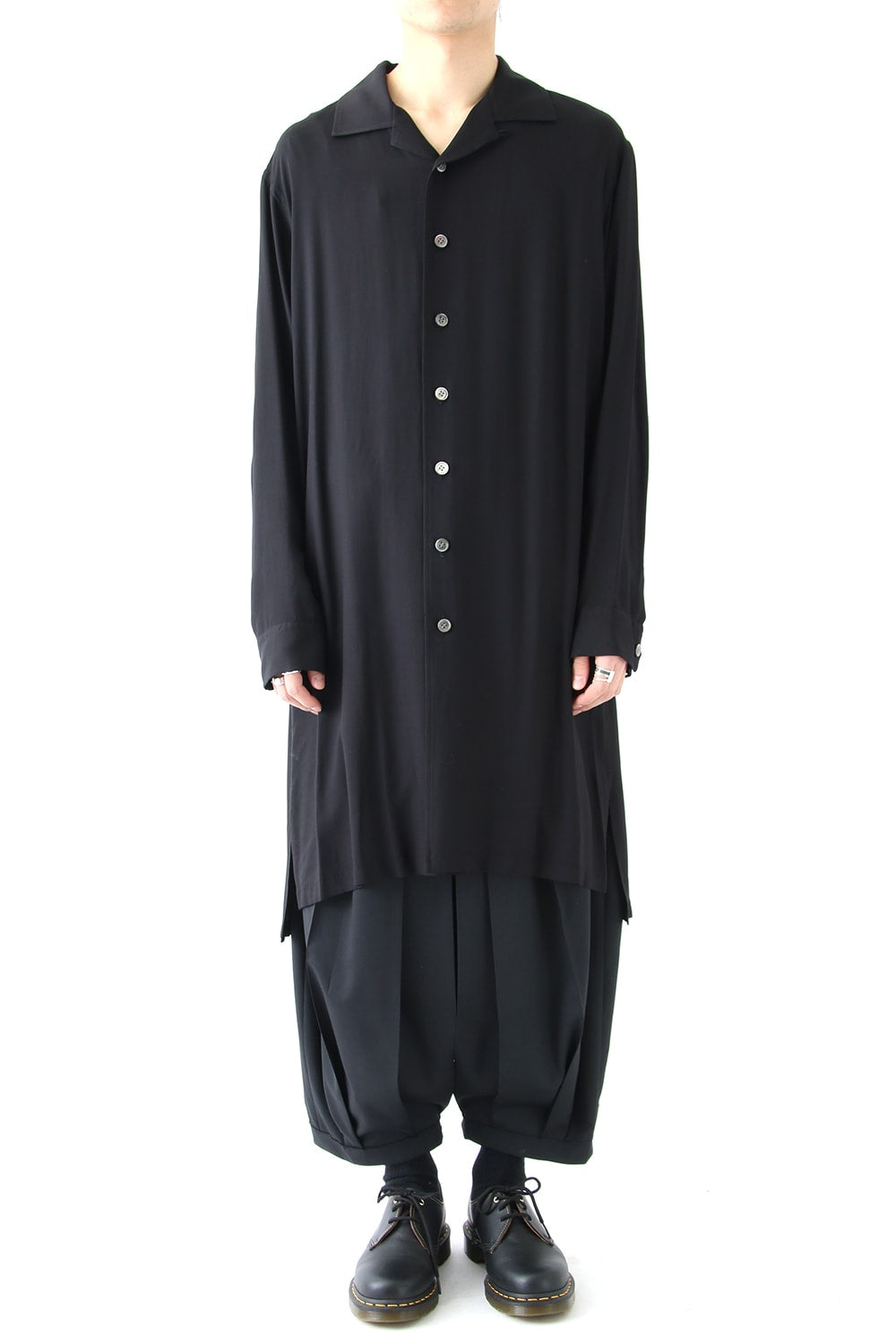 Open-necked Super Rayon Twill Shirt Jacket A