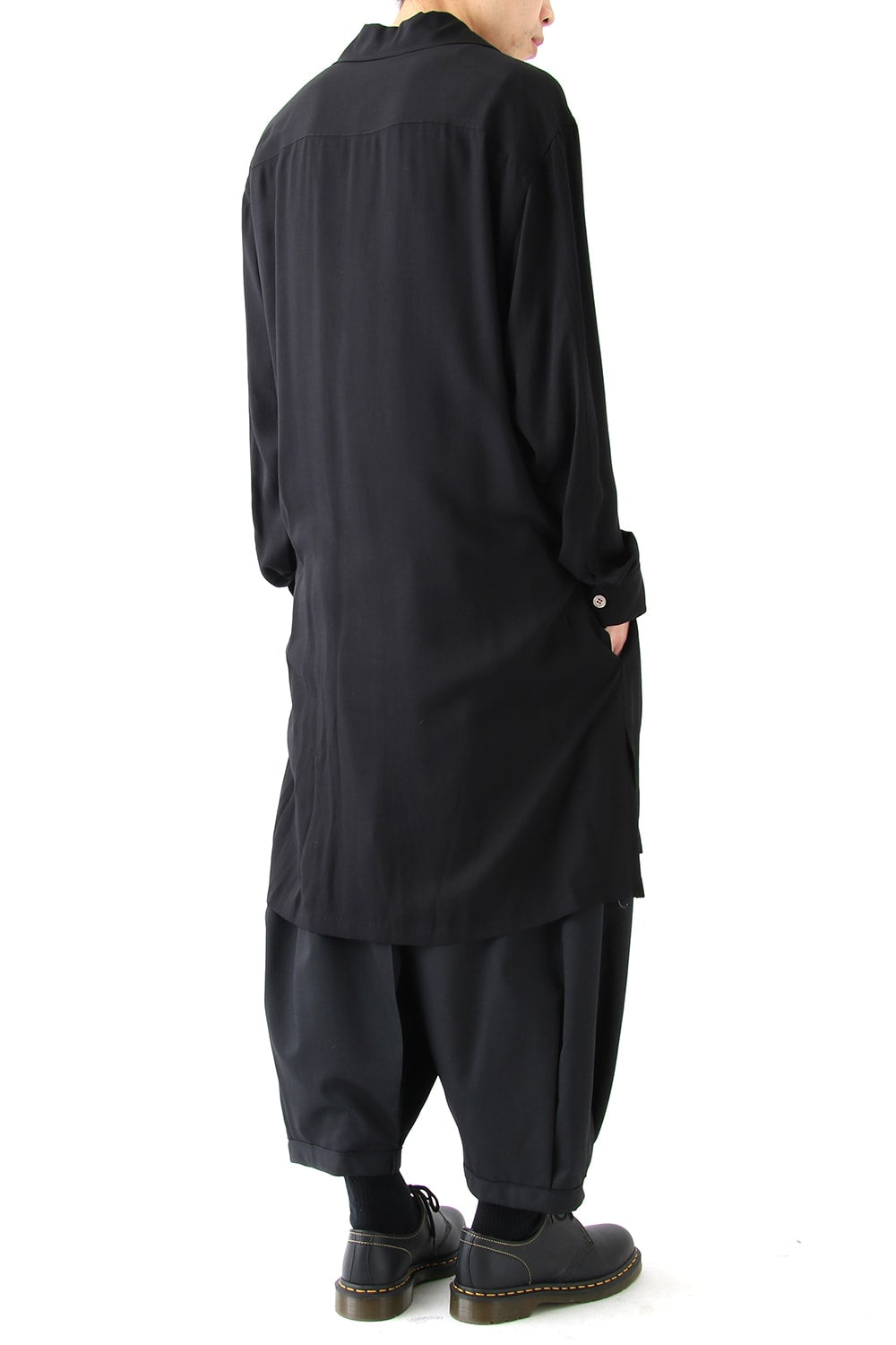 Open-necked Super Rayon Twill Shirt Jacket A