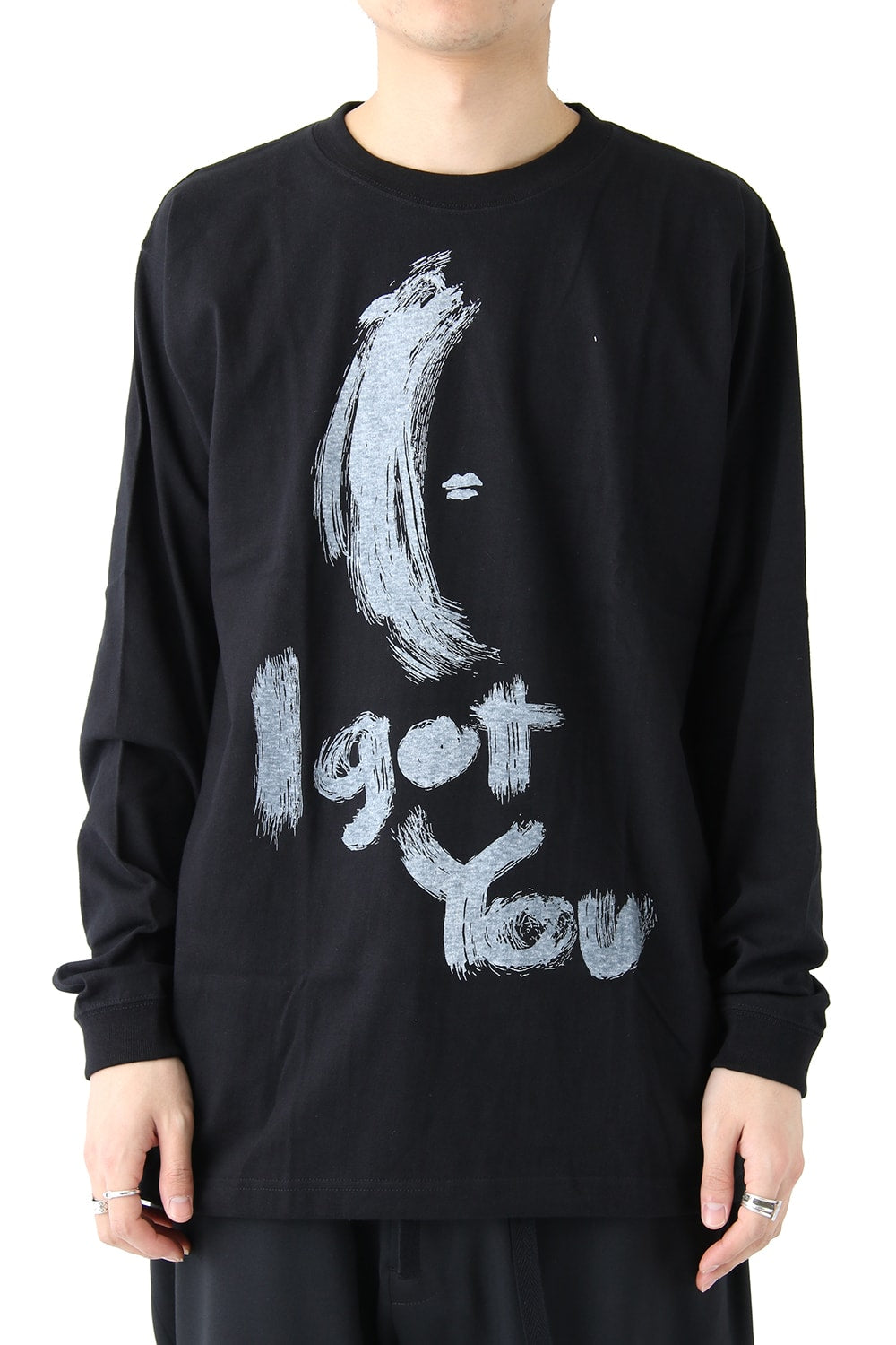 Graphic Print B Long Sleeve Plain Stitch Fabric