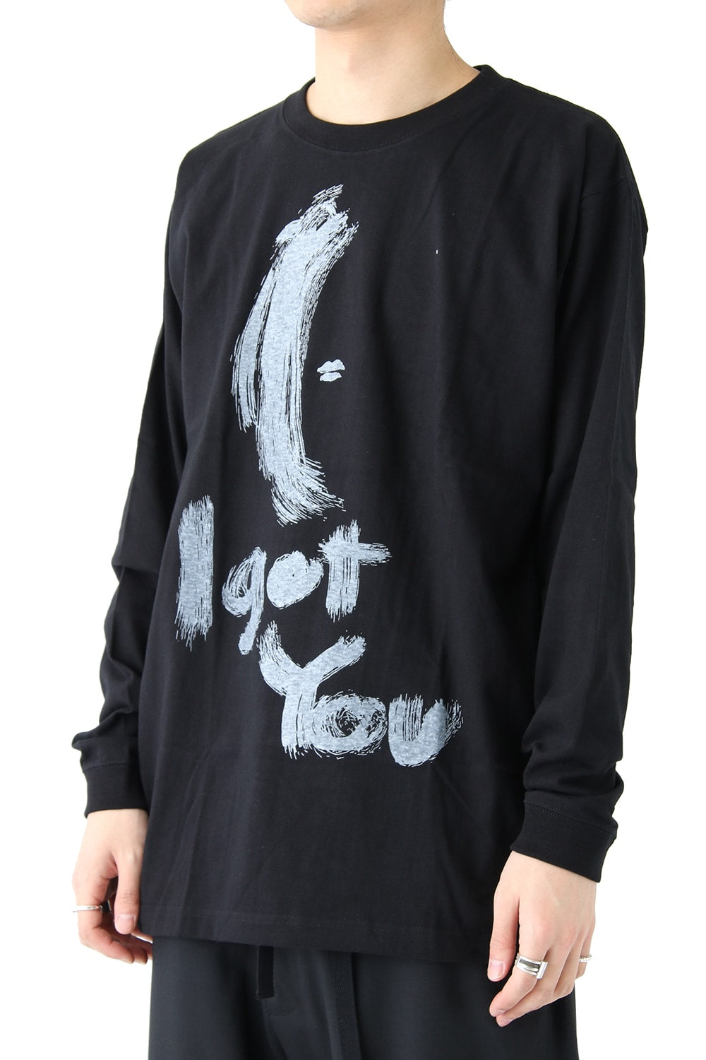 Graphic Print B Long Sleeve Plain Stitch Fabric