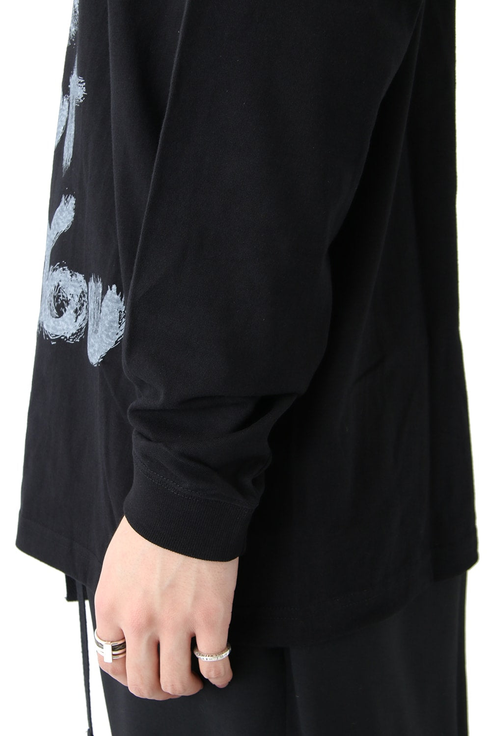 Graphic Print B Long Sleeve Plain Stitch Fabric