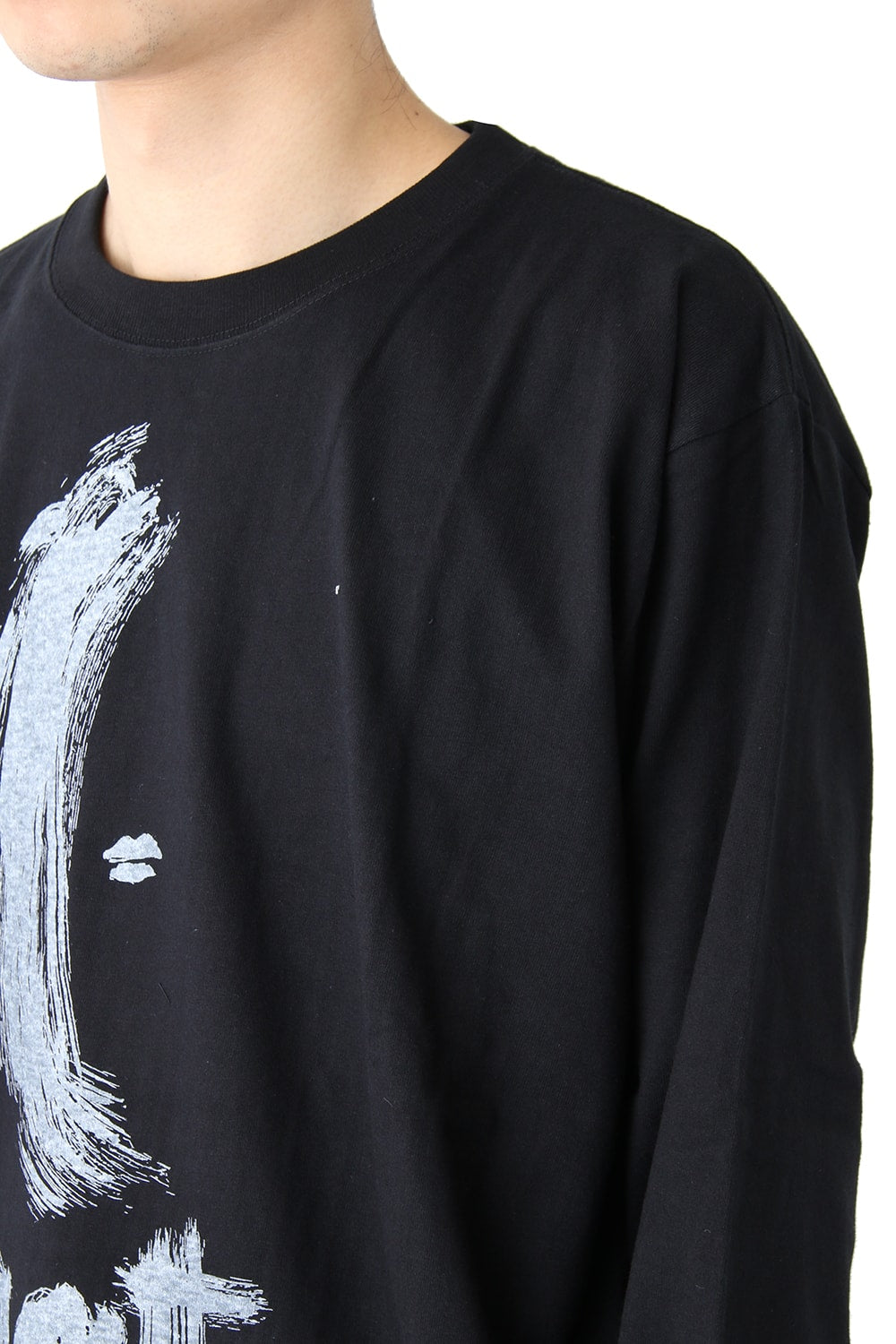 Graphic Print B Long Sleeve Plain Stitch Fabric