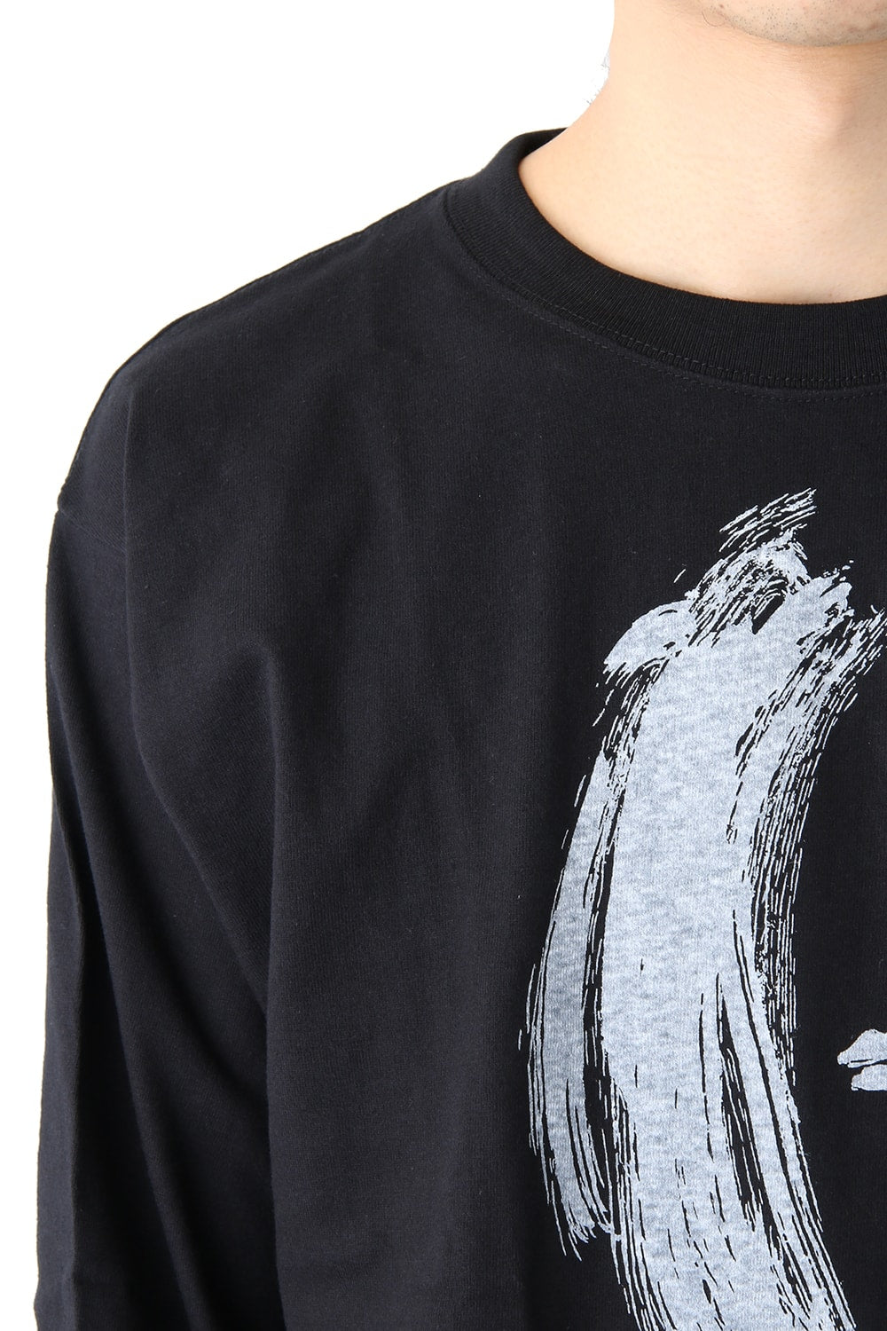 Graphic Print B Long Sleeve Plain Stitch Fabric