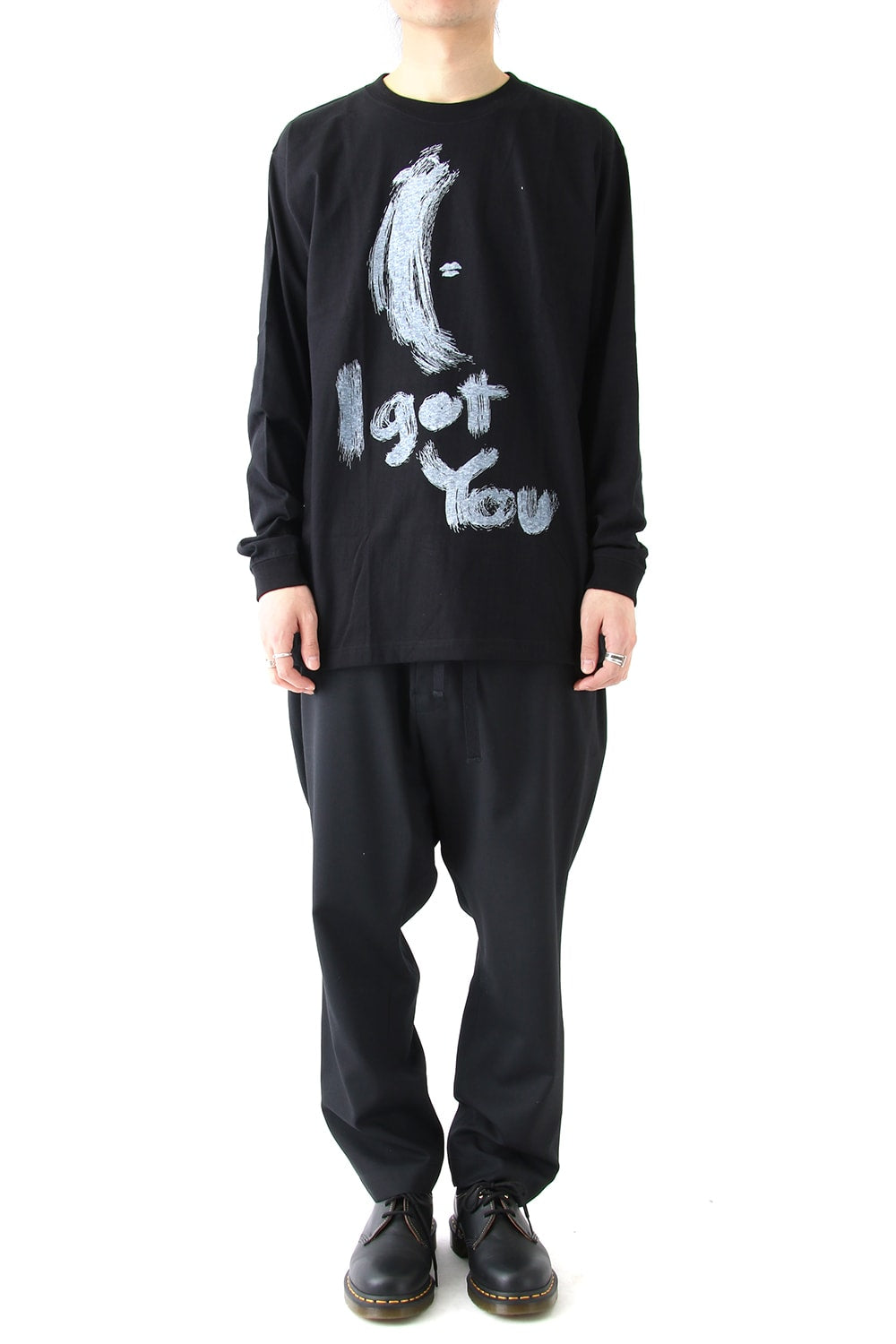 Graphic Print B Long Sleeve Plain Stitch Fabric