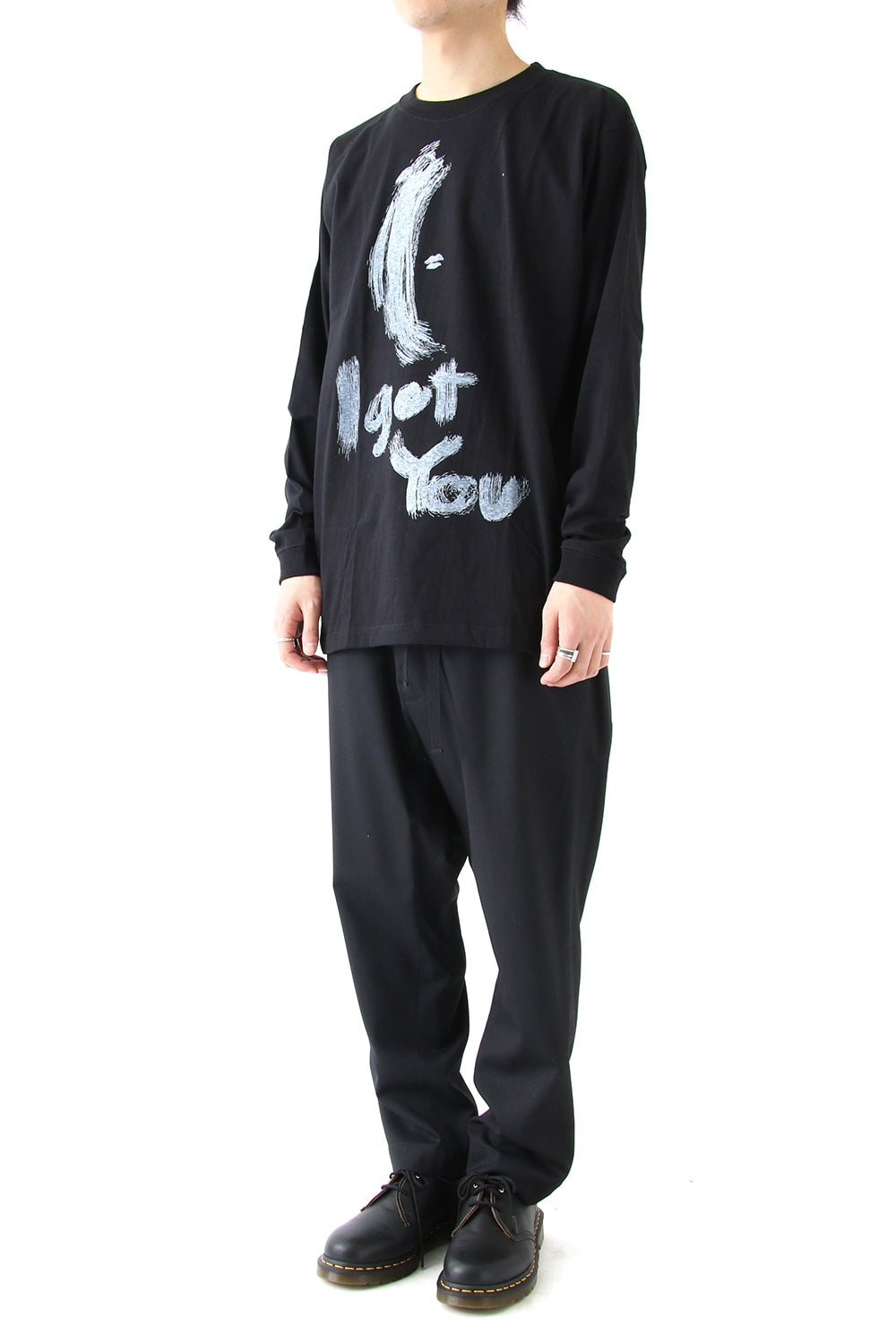 Graphic Print B Long Sleeve Plain Stitch Fabric