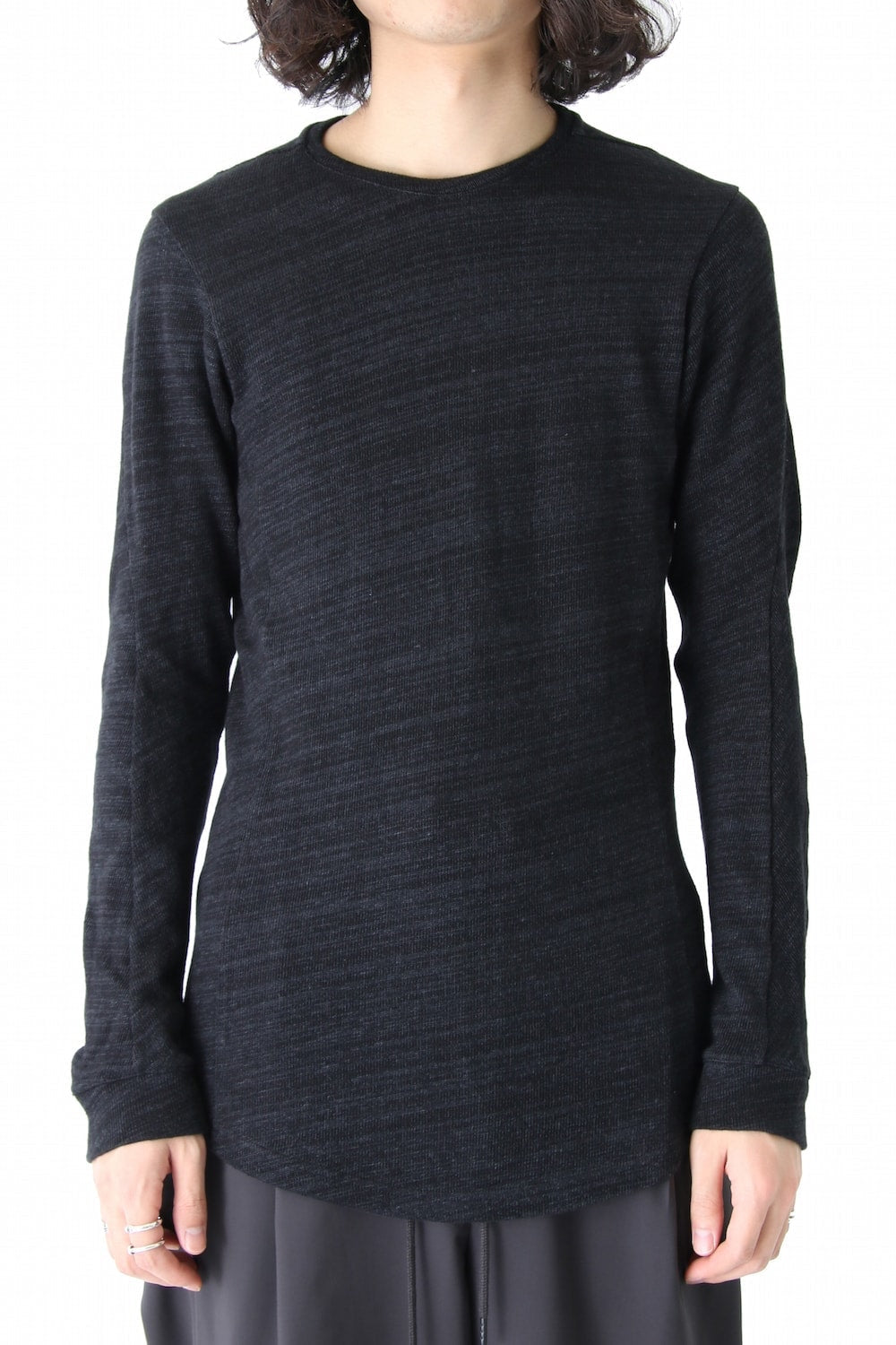 Long Sleeve Linen Cotton Jersey Blue Gray