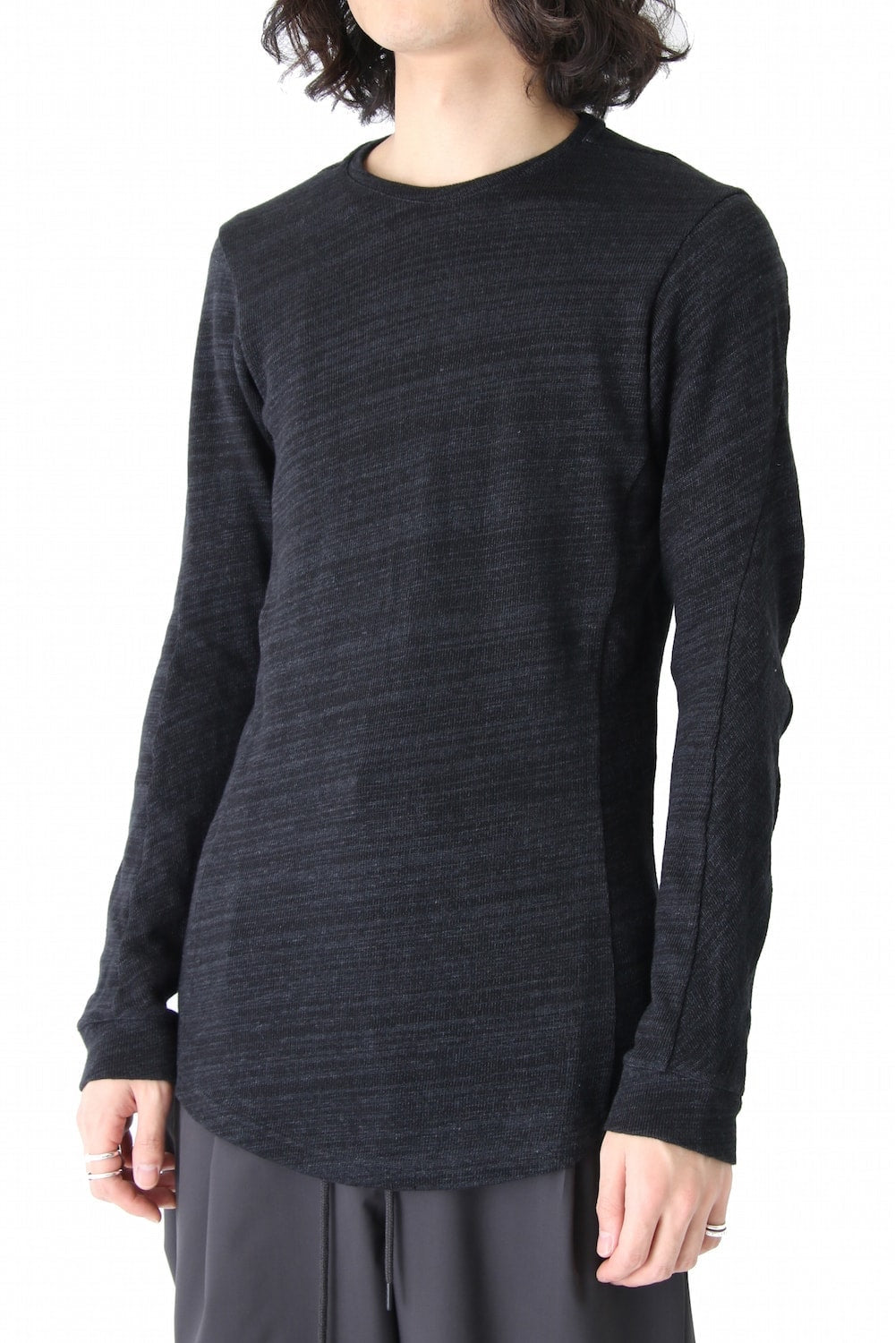 Long Sleeve Linen Cotton Jersey Blue Gray