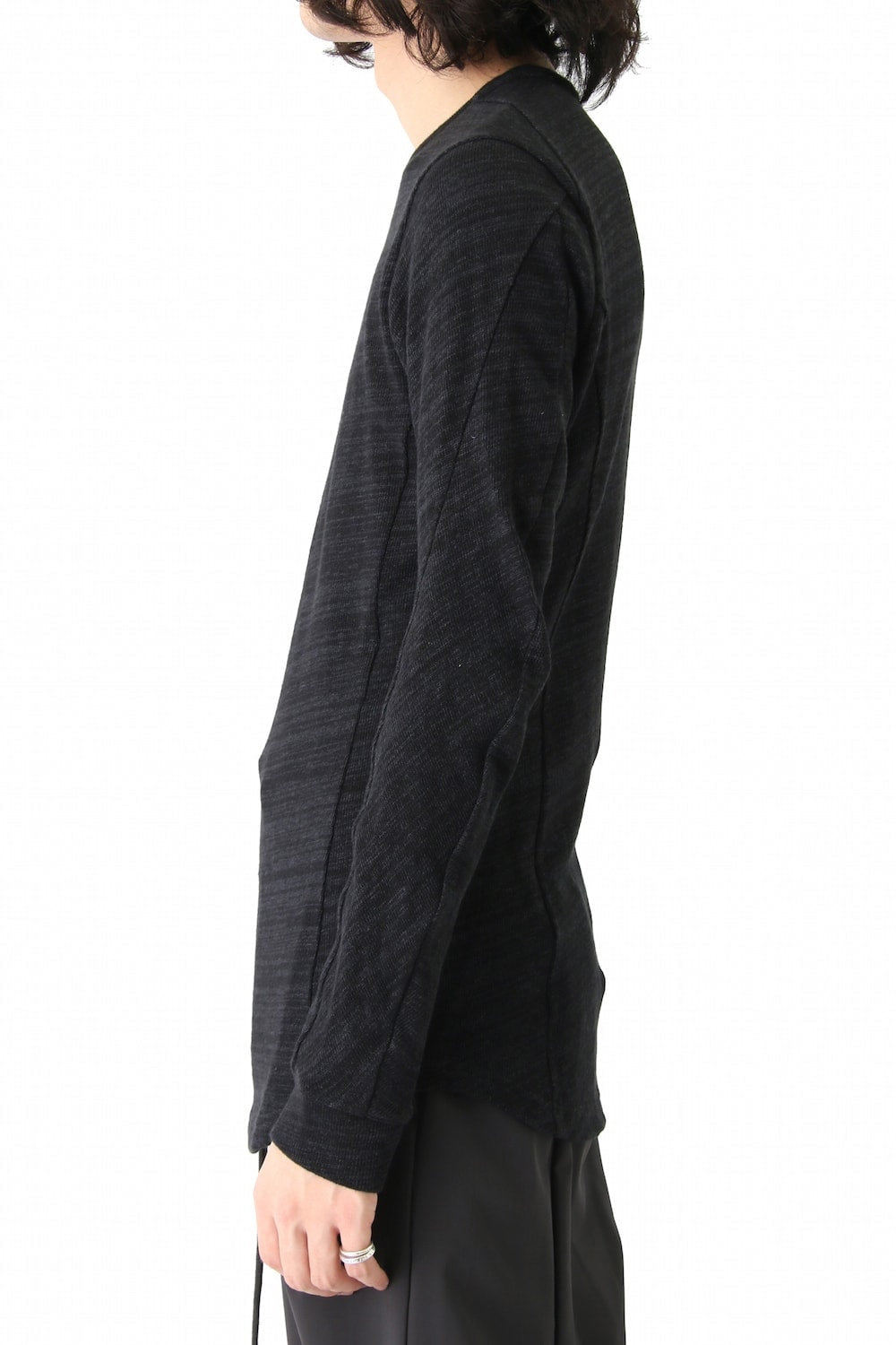 Long Sleeve Linen Cotton Jersey Blue Gray