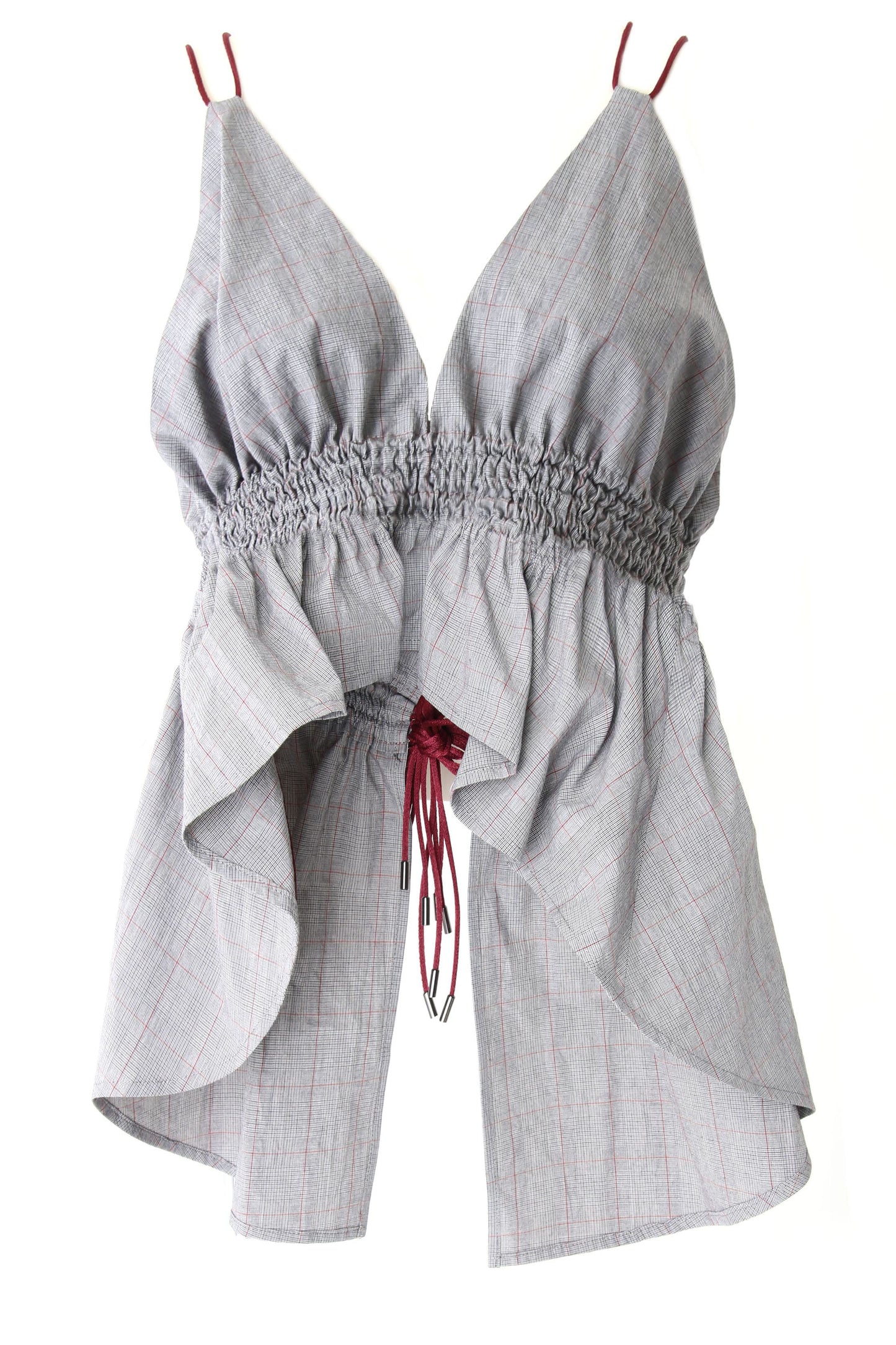 PLAID GATHERED TOP - 17S-DT-02