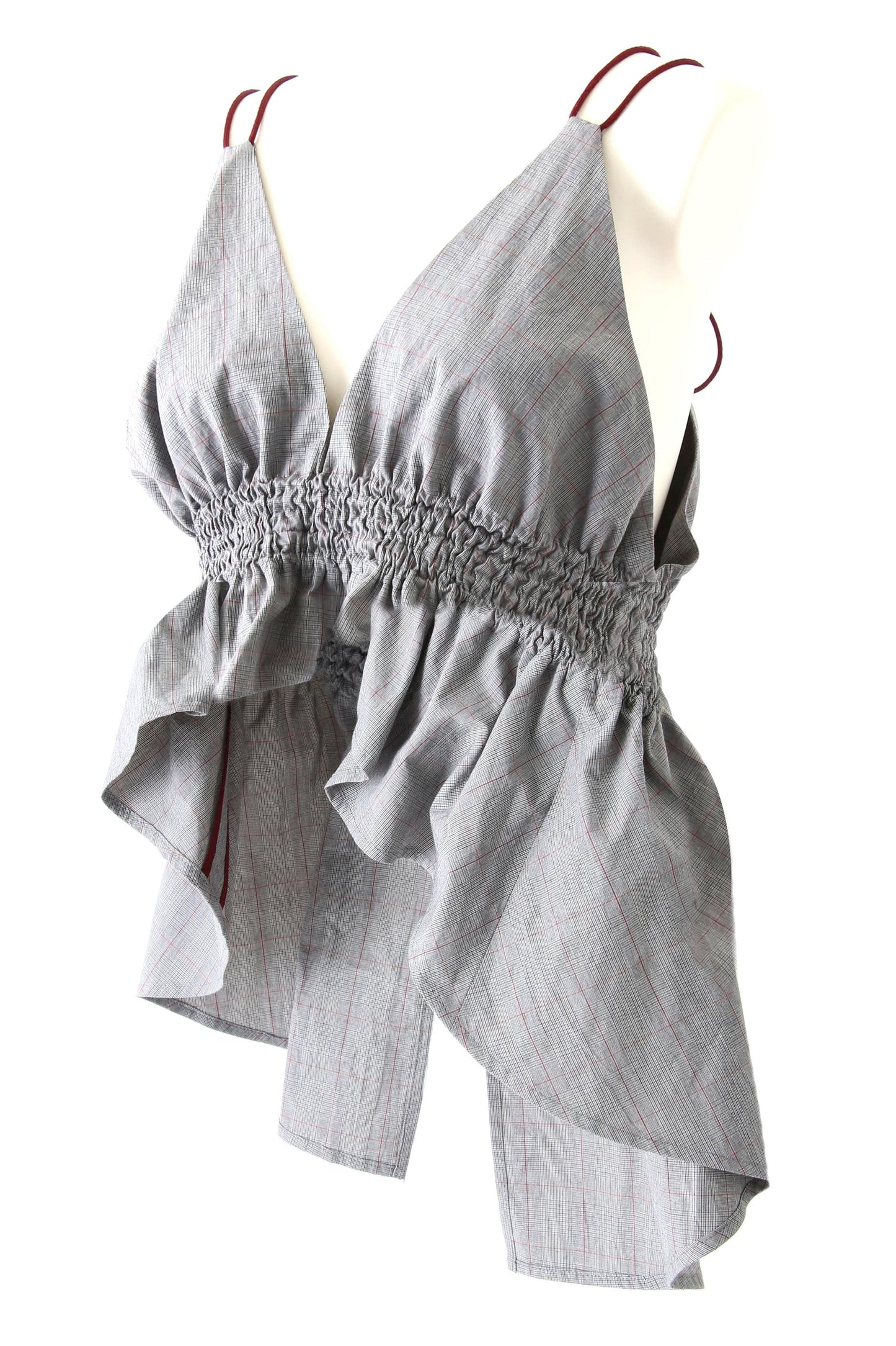 PLAID GATHERED TOP - 17S-DT-02