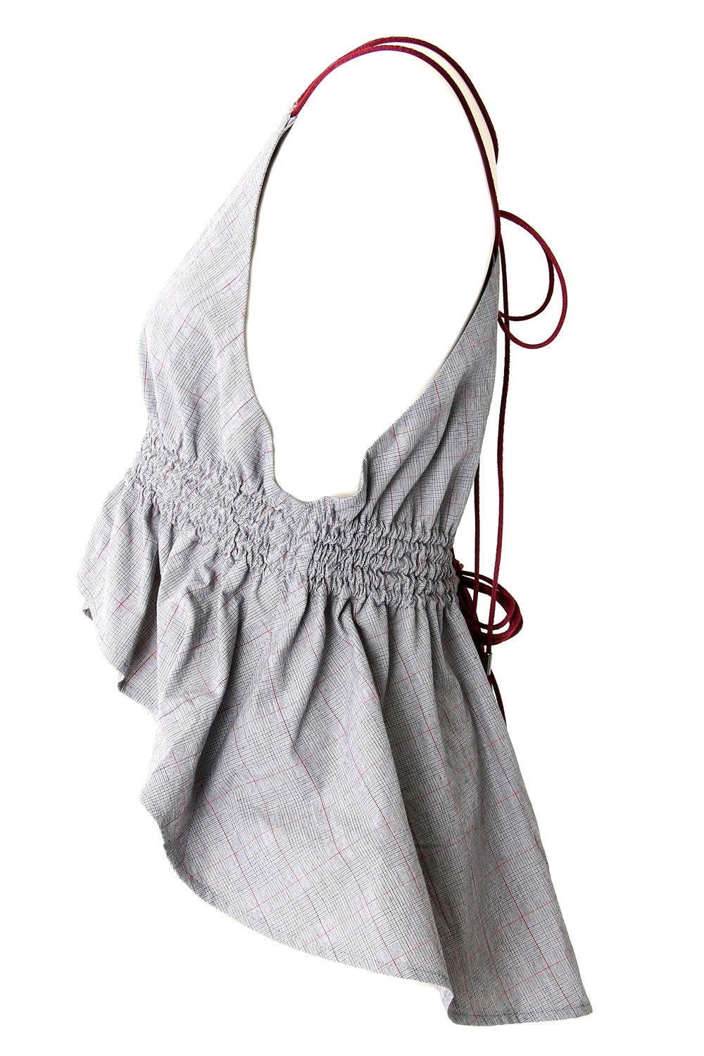 PLAID GATHERED TOP - 17S-DT-02