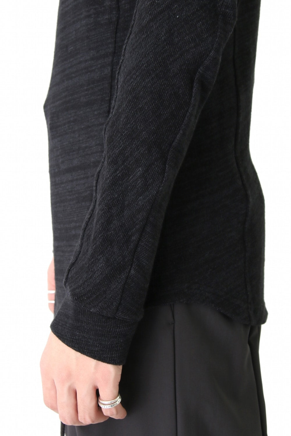 Long Sleeve Linen Cotton Jersey Blue Gray