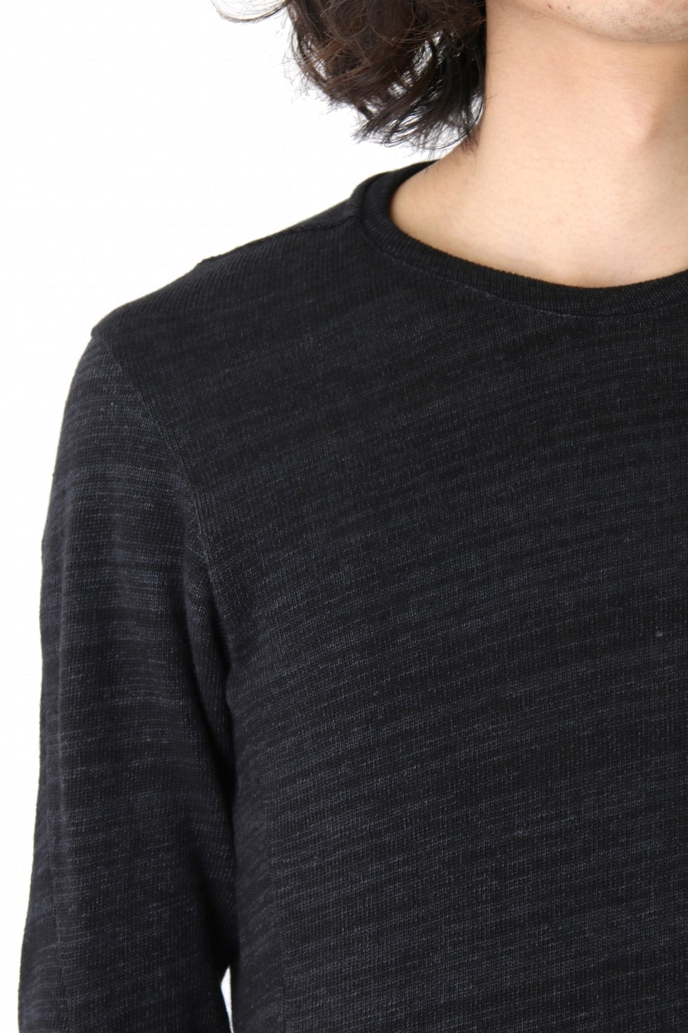 Long Sleeve Linen Cotton Jersey Blue Gray