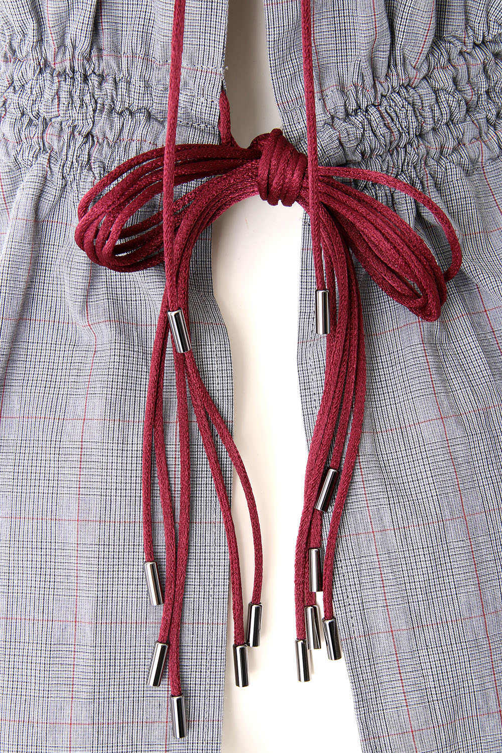 PLAID GATHERED TOP - 17S-DT-02