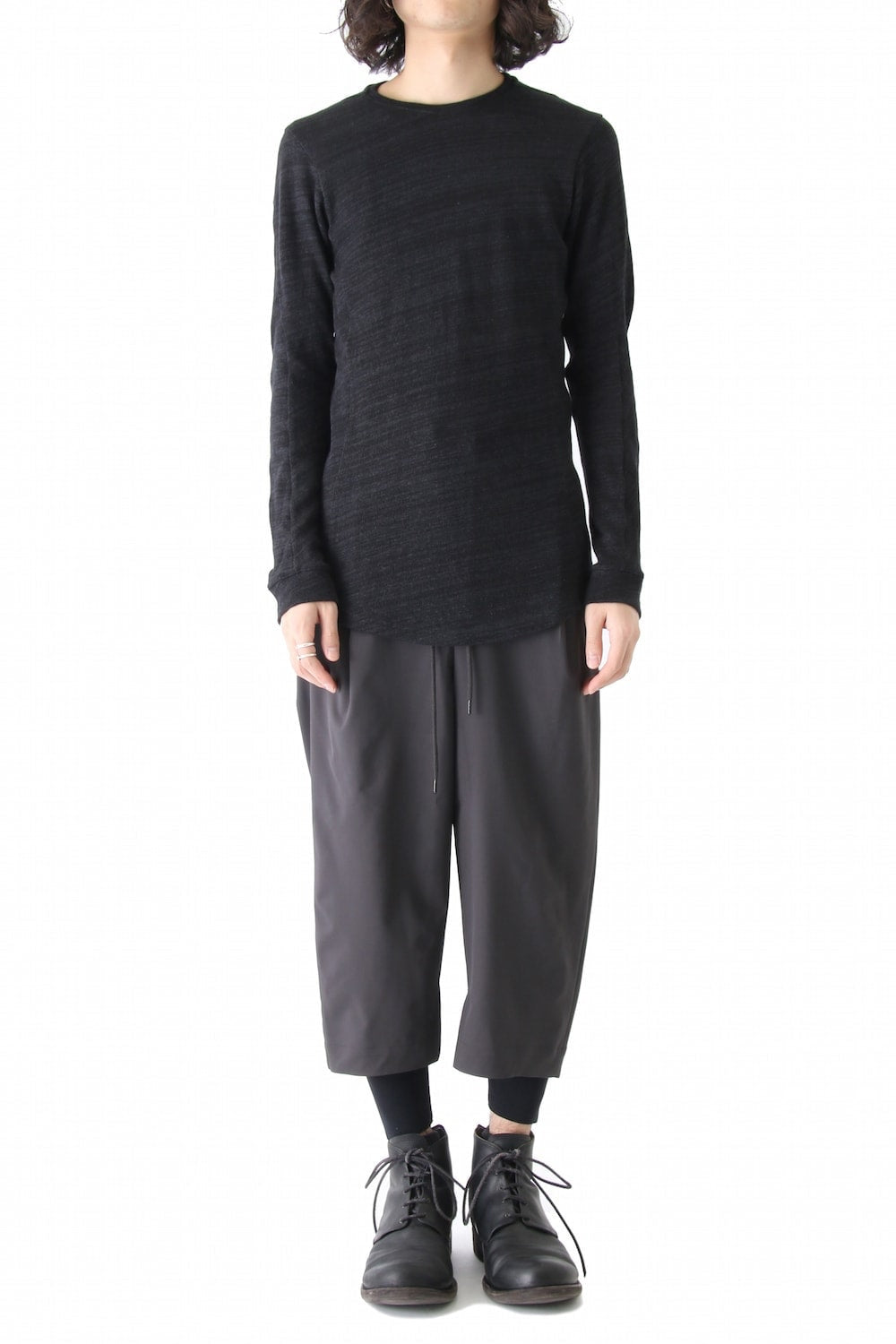 Long Sleeve Linen Cotton Jersey Blue Gray