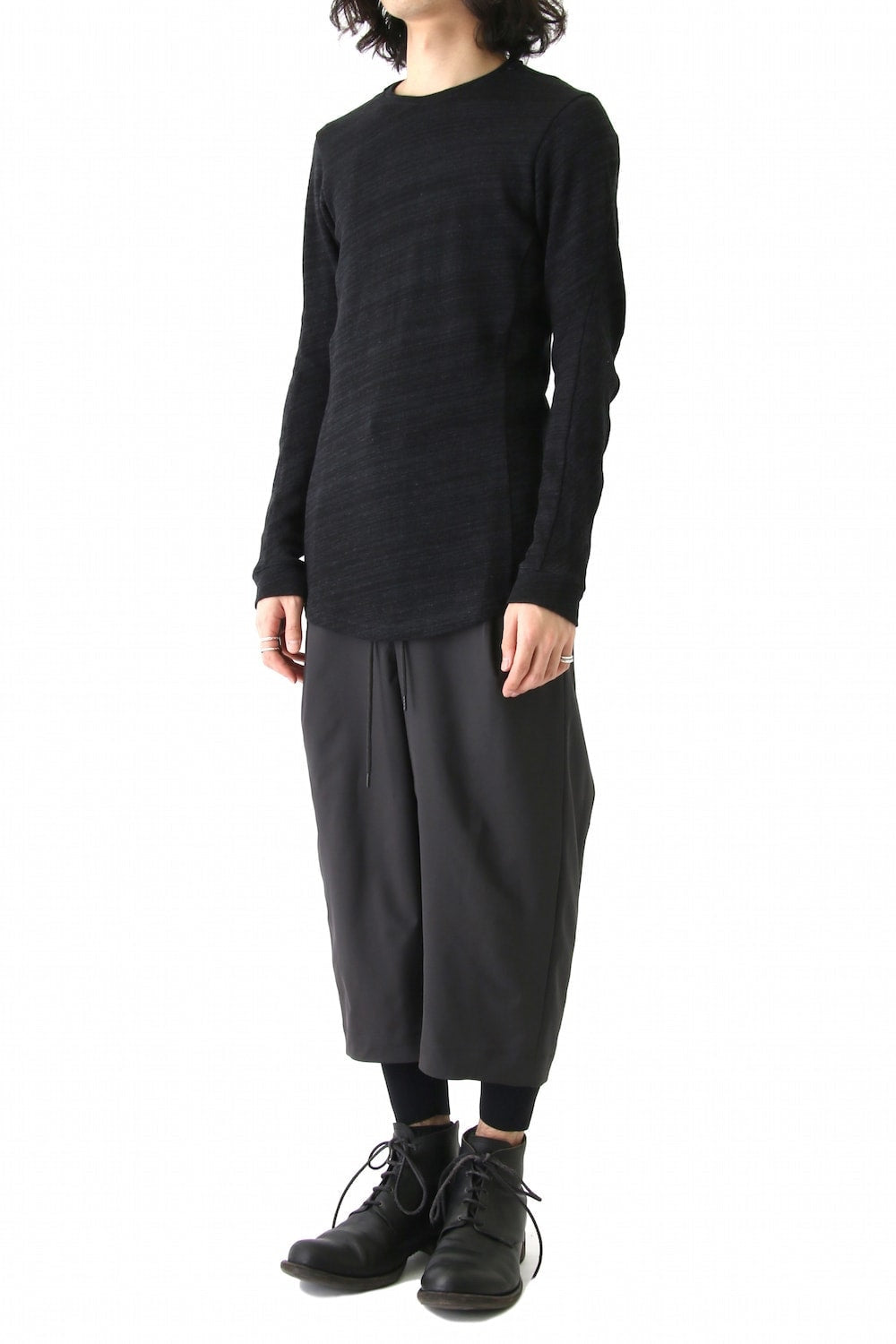 Long Sleeve Linen Cotton Jersey Blue Gray